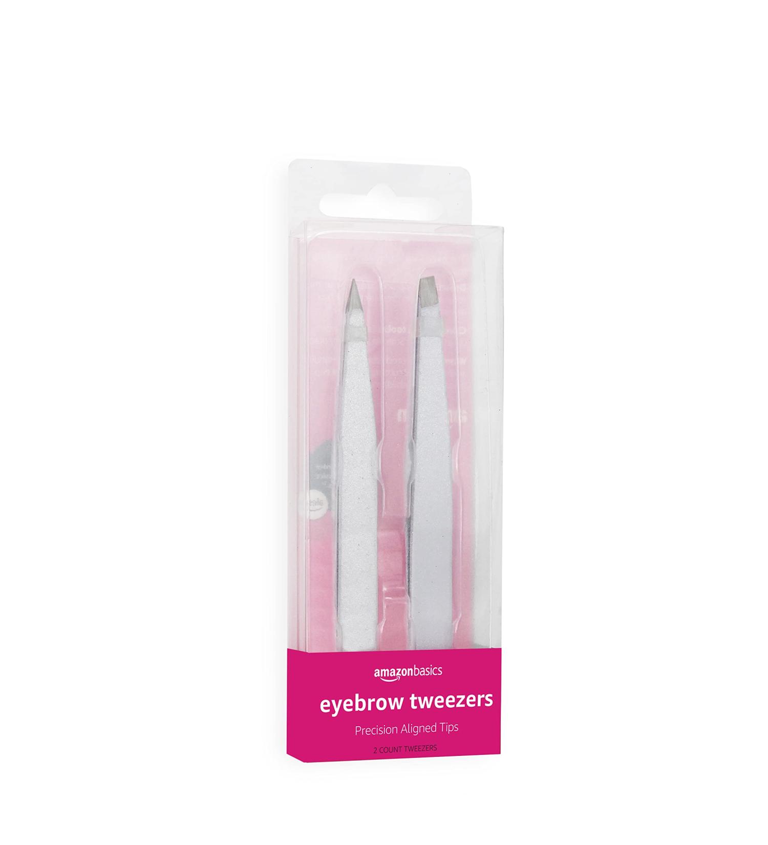 Amazon Basics Eyebrow Tweezers 2-Pack - Precision Brow Shaping Tool - Buy Online on GoSupps.com