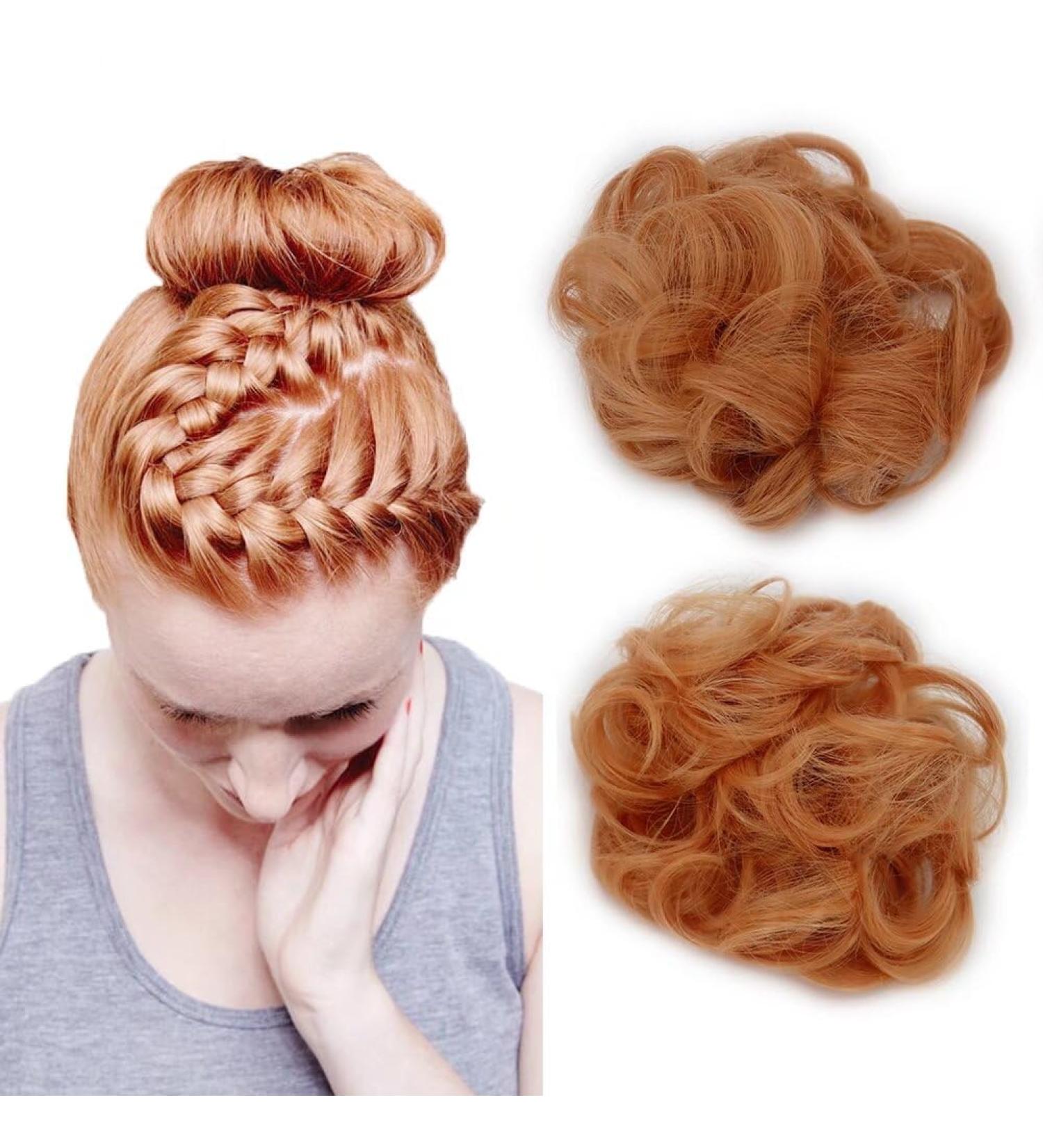 iLUU 2pcs Peach Color Messy Hair Bun Extensions Chignons Synthetic Natural Hairpieces Hair Scrunchie Scrunchy Updo Hairpiece Hair Buns for Women Girl Party Cosplay #1344-peach - Buy Online on GoSupps.com