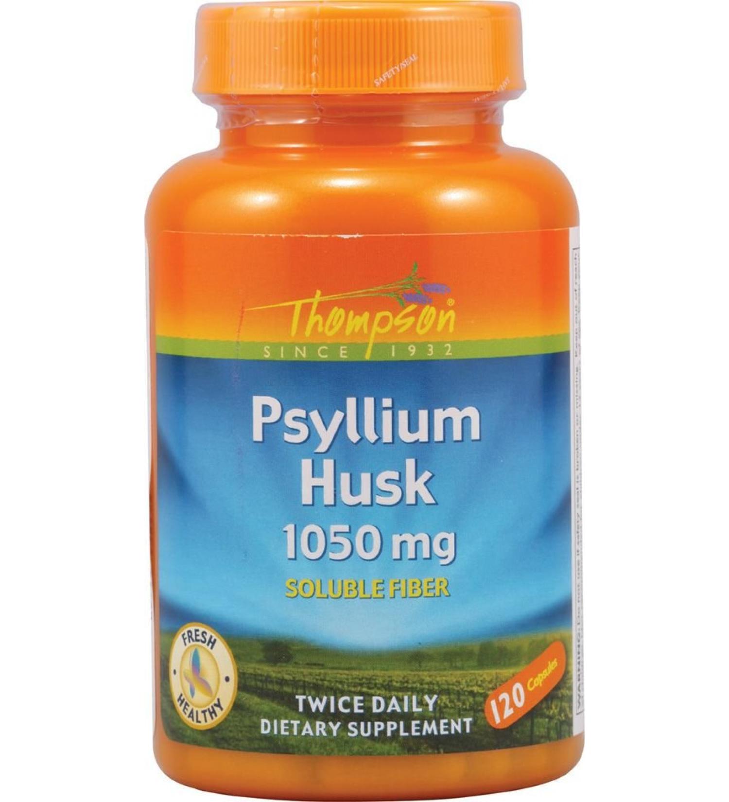 Thompson Psyllium Husk 1050mg Veg Capsules - 120ct Plastic Bottle - Buy Online on GoSupps.com