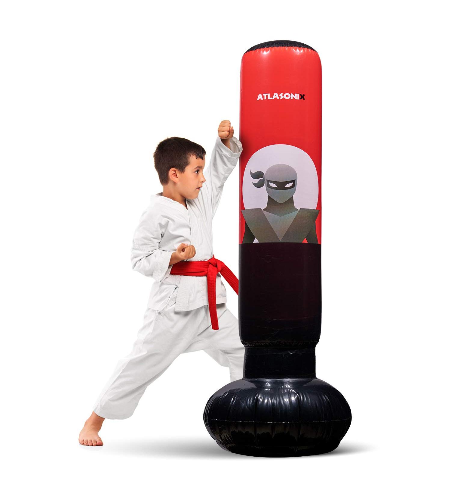 Inflatable Kids Punching Bag Red | Karate Gifts for Boys 3-8 Years | Kid Boxing Bag for Kickboxing & Taekwondo - Buy Online on GoSupps.com