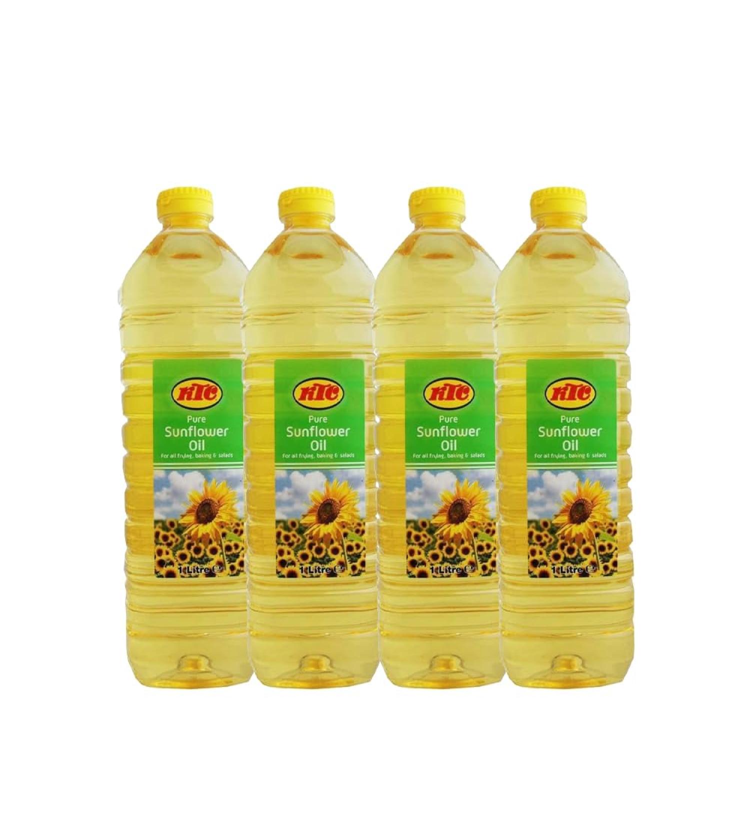 KTC Pure Sunflower Oil 1L | This oil type is prepared by pressing the sunflower seeds | For all frying baking & salads | Indian Origin | Pack Of 4 - Buy Online on GoSupps.com