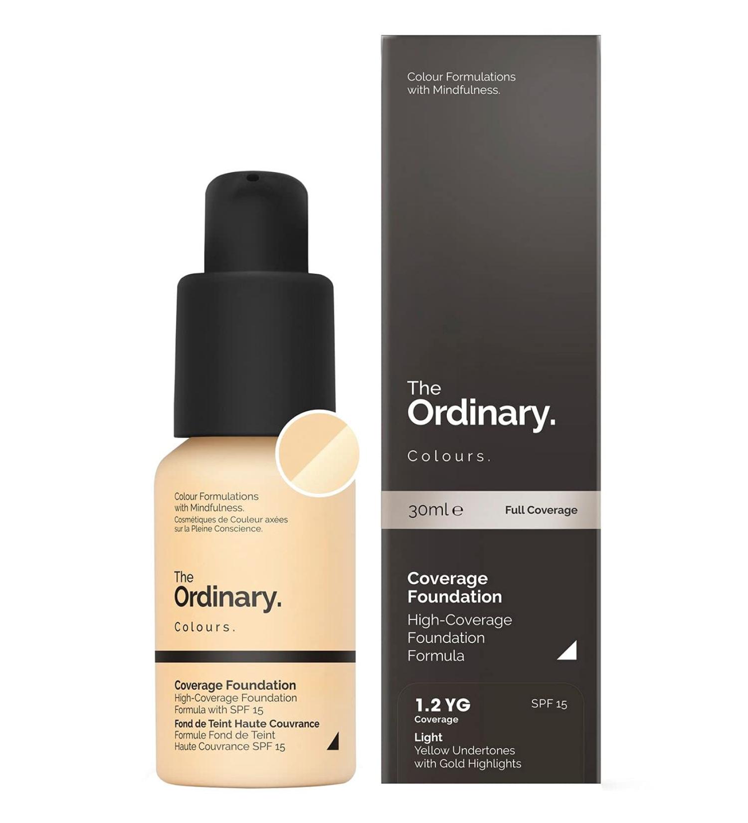 The Ordinary Coverage Foundation 1.2YG Light Yellow Undertones with Gold Highlights SPF15 30 ml (Pack of 1) Yellow Gold