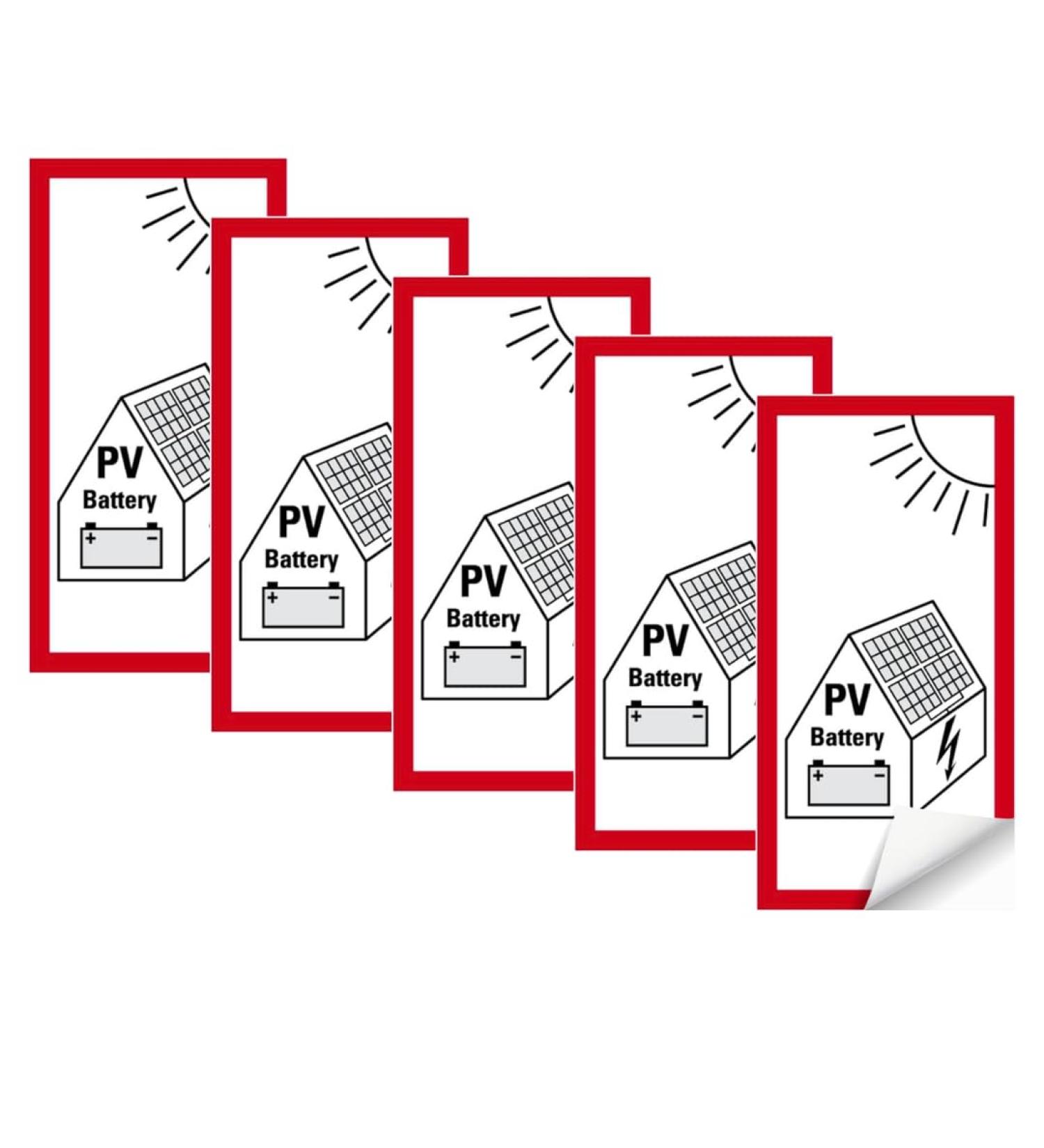 Notlok Safety Work | 5x PV Stickers 10x20cm | Self-Adhesive Weatherproof Indoor/Outdoor Use | PV Battery & Solar Stickers for Small PV Systems | 5 Pack - Buy Online on GoSupps.com