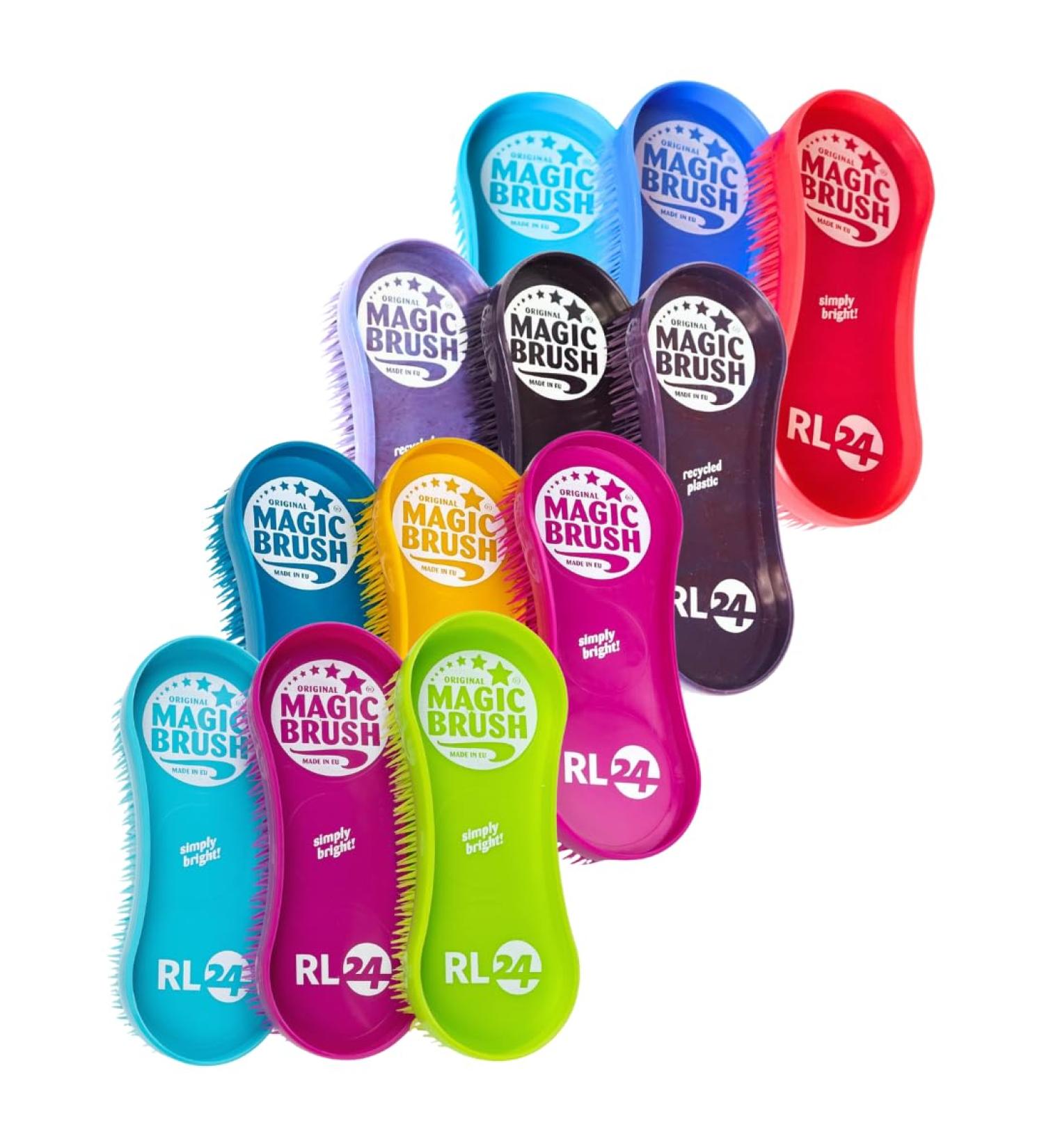 RL24 B stenset Magicbrush - 3-Part Horse Brush & Huf Scraper | Essential Horse Accessories for Stubborn Dirt & Fur Change | Wildberry Edition - Recycled - Buy Online on GoSupps.com