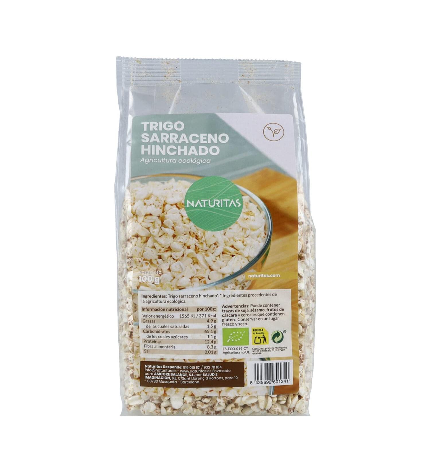 Naturitas Organic puffed buckwheat 100g Naturitas Essentials vegan source of protein and amino acids source of fatty acids low in fat high in fiber