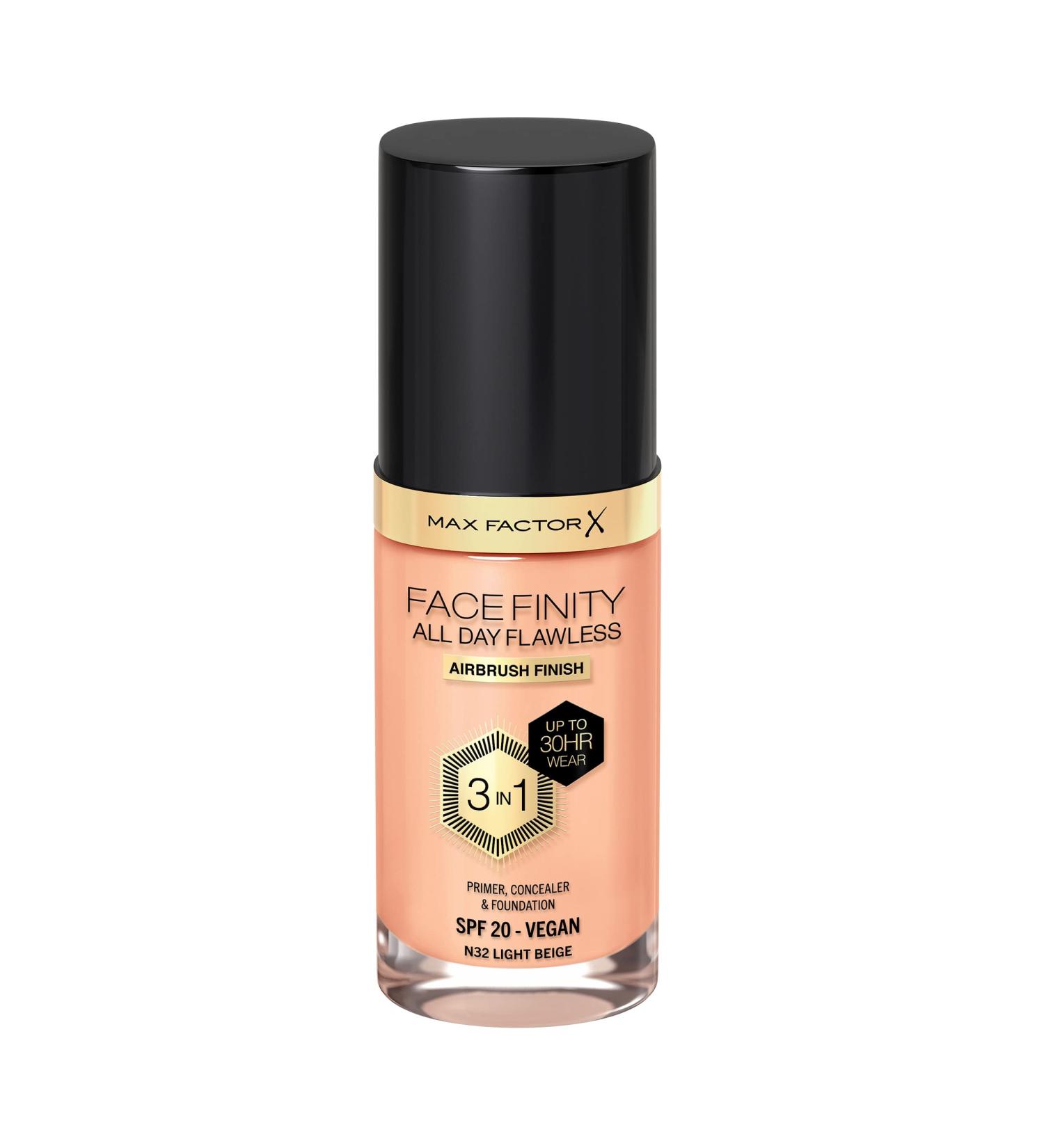 Max Factor Facefinity 3-in-1 All Day Flawless Liquid Foundation SPF 20 - Light Beige 30 ml - Buy Online on GoSupps.com
