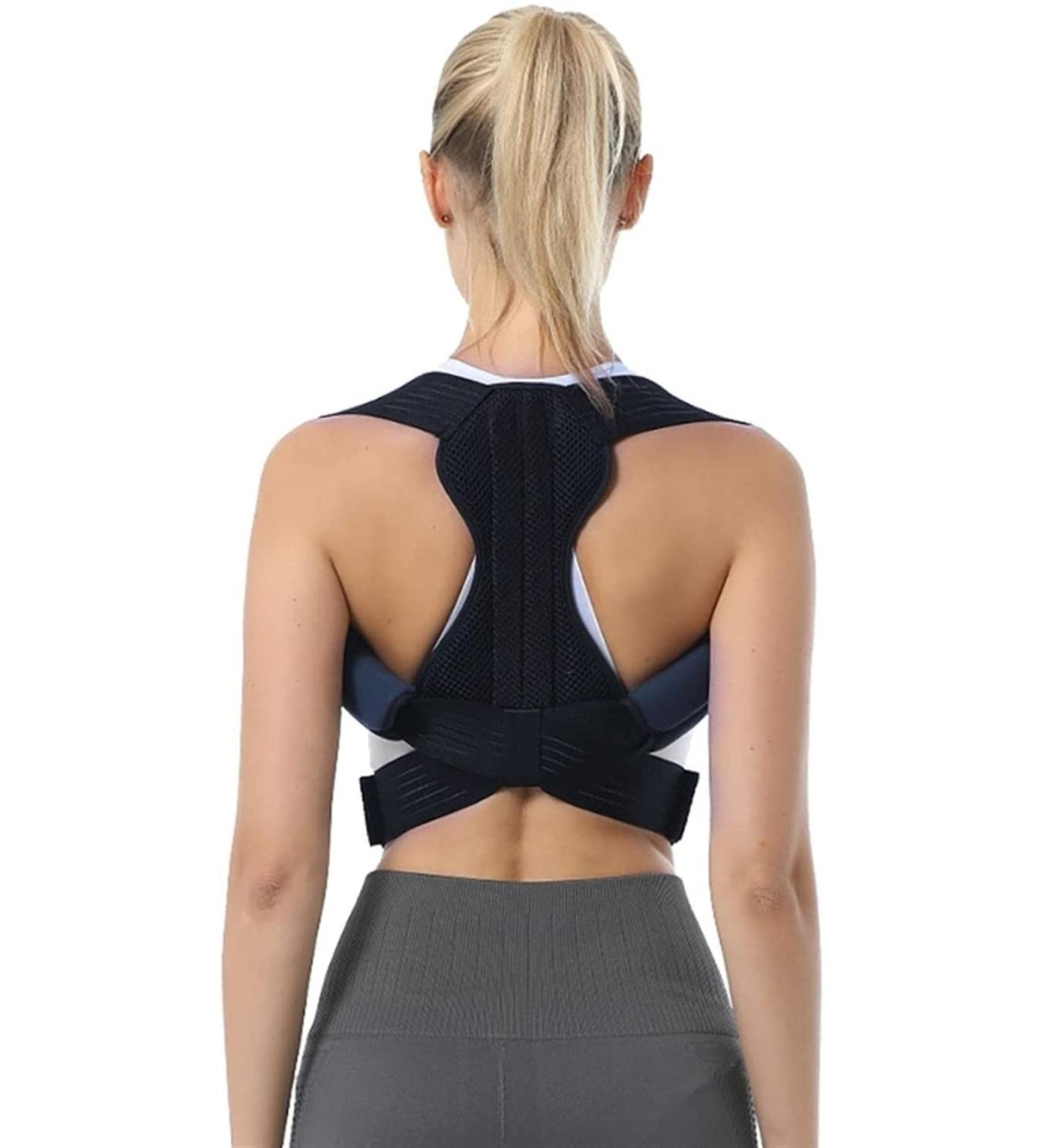 Men Women Posture Corrector Back Support Belt Clavicle Spine Lumbar Brace Corset Posture Correction Stop Slouching Back Trainer-Medium_Black (Black M) lofty ambition - Buy Online on GoSupps.com