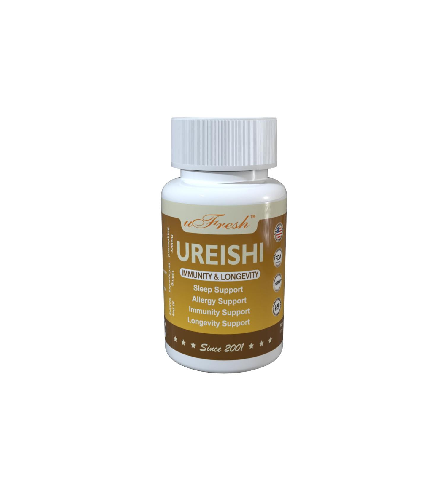 uFresh Ureishi Immunity & Longevity Support Dietary Supplement, 60 Capsules, 30 Day Supply - Buy Online on GoSupps.com