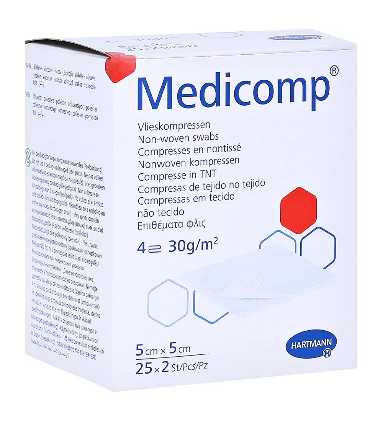 Medicomp compresses 5x5 cm sterile 4-ply 25X2 pcs