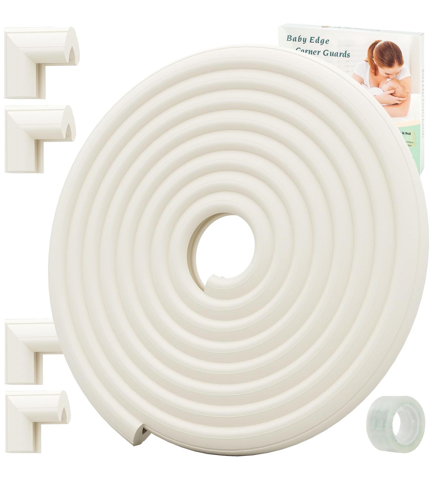 Baby Edge Corner Guards Set 2.3M/7.5ft + 4 Corner Protectors | Childproof Foam Furniture Bumpers | Pre-Taped for Easy Installation | White Large Size - Buy Online on GoSupps.com
