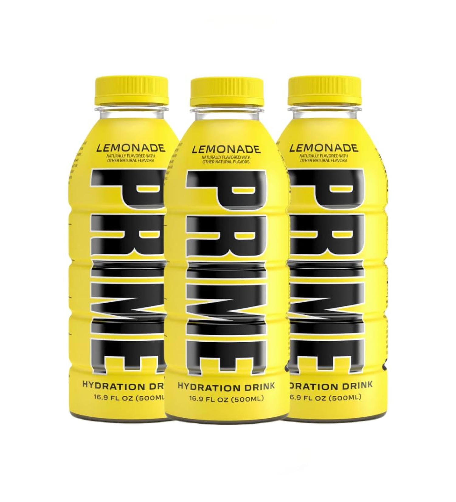 Newest Flavour Lemonade Prime Hydration Drink 3 Pack - (3 Bottles 16.9 Fl Oz Each) - Buy Online on GoSupps.com