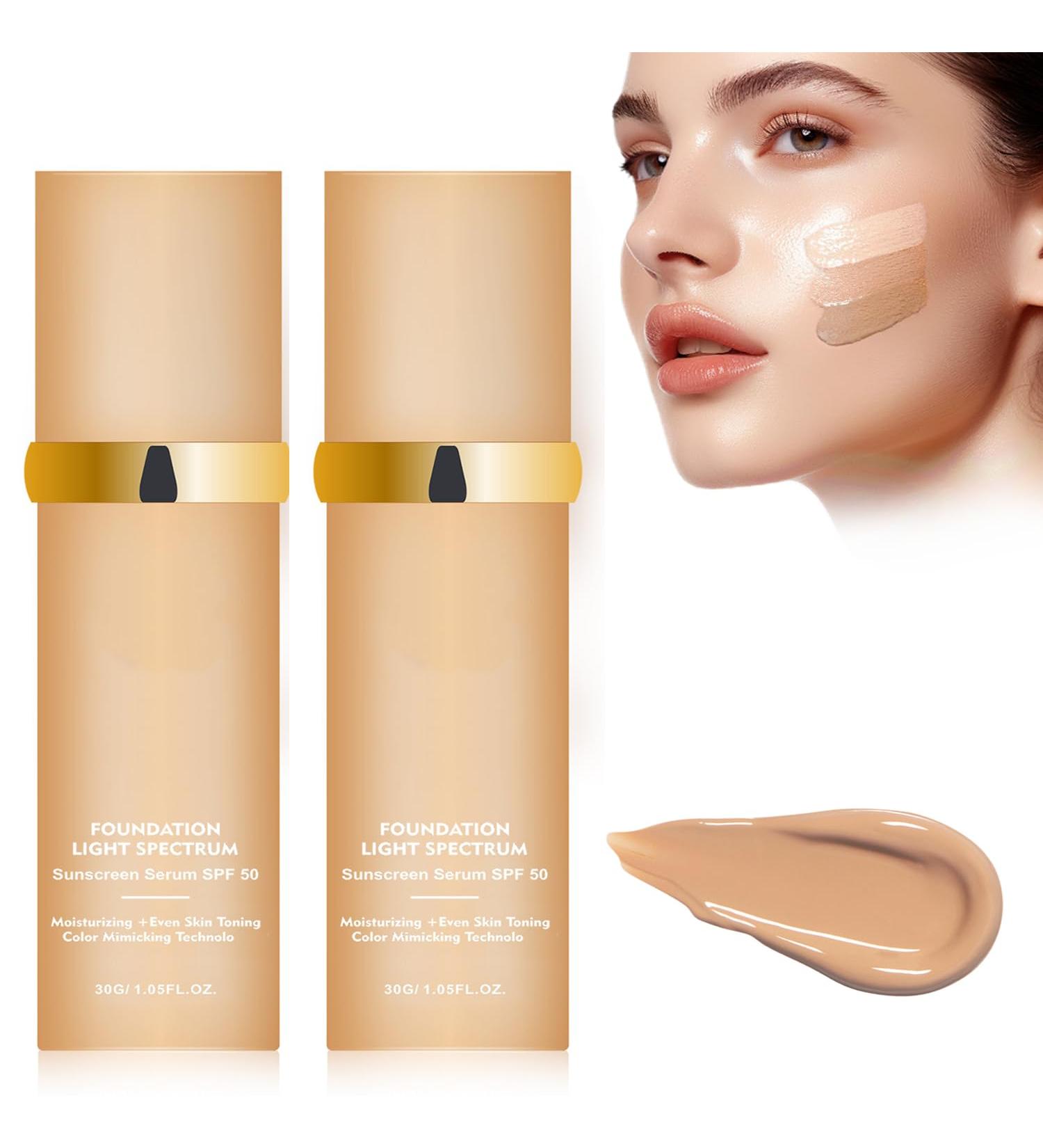 4 In 1 Foundation Liquid- Hydrating Medium Full Coverage Concealer with SPF 50+ Forever Bloom Biomimic Foundation 4 In 1 - Light Spectrum SPF 50 Inspired Longwearing & Waterproof-korean Makeup 2pc - Buy Online on GoSupps.com