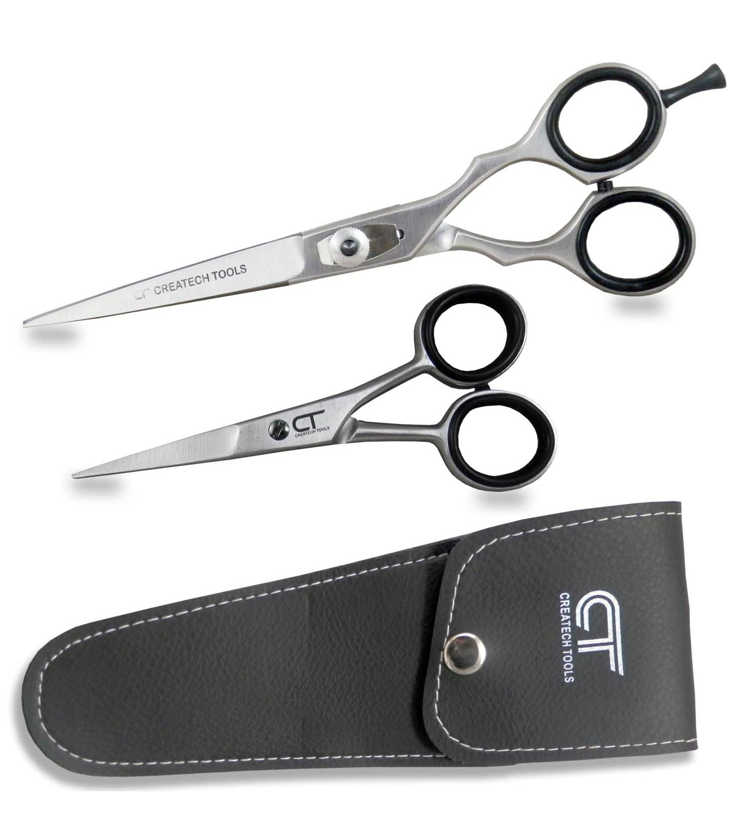Createch Tools CT Hair Scissors Set - 6 Hair Cutting & 4 Trimming Barber Scissors, Razor Edge Blades for Professional & Home Use - 2-Piece Set - Buy Online on GoSupps.com