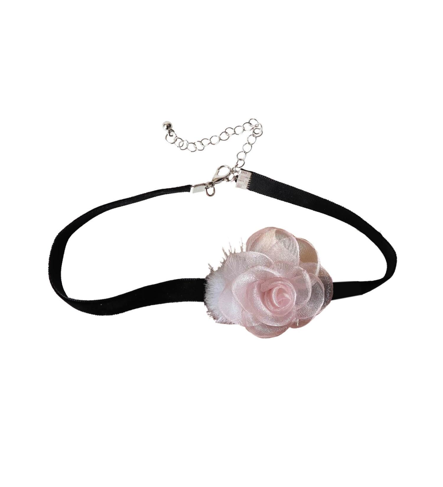 Oralgos Furry Ball Flower Necklace - Velvet Adjustable Collarbone Chain - Light Fabric Jewelry for Elegant Looks - Buy Online on GoSupps.com