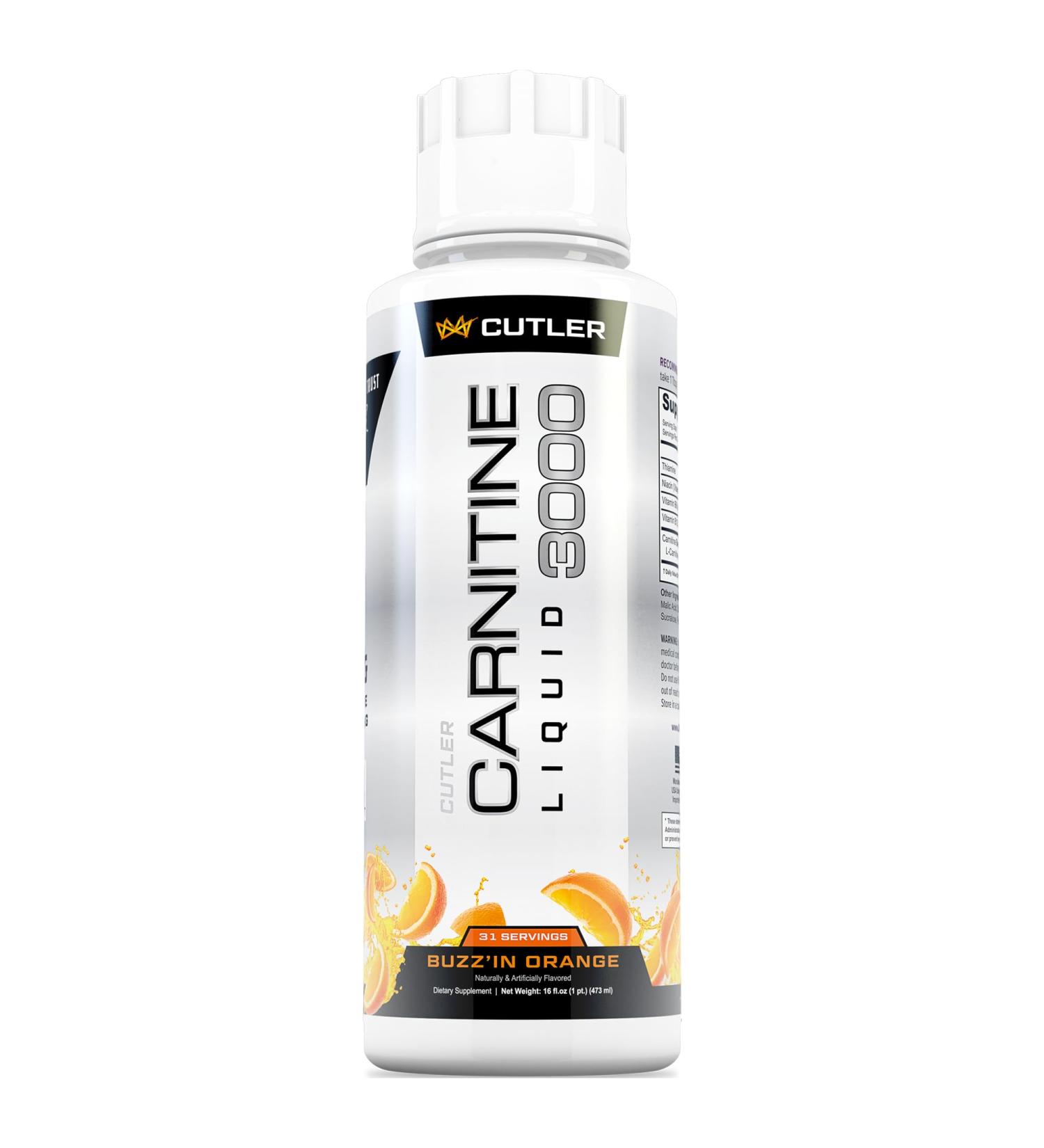 Cutler Nutrition Liquid L-Carnitine Supplement with Acetyl L-Carnitine & L-Carnitine Tartrate Forms - Pre Workout Formula for Optimal Absorption Energy & Muscle Support Buzz'in Orange Flavor Orange 16 Fl Oz (Pack of 1) - Buy Online on GoSupps.com