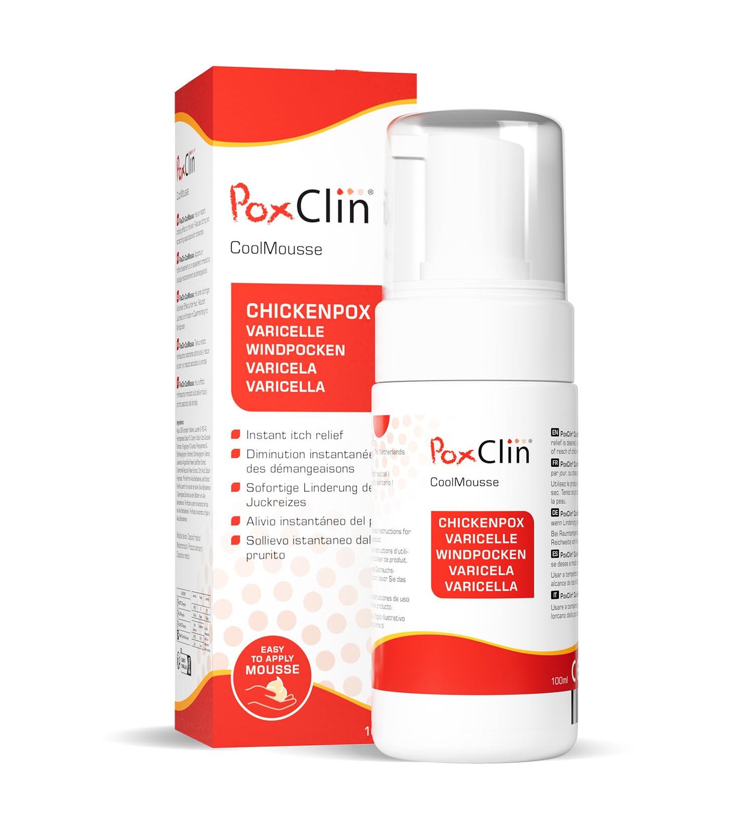PoxClin CoolMousse 100 ml - Chickenpox Treatment for Children - Relieves the symptoms and itching of chickenpox on itchy or damaged skin. Natural ingredients - Buy Online on GoSupps.com