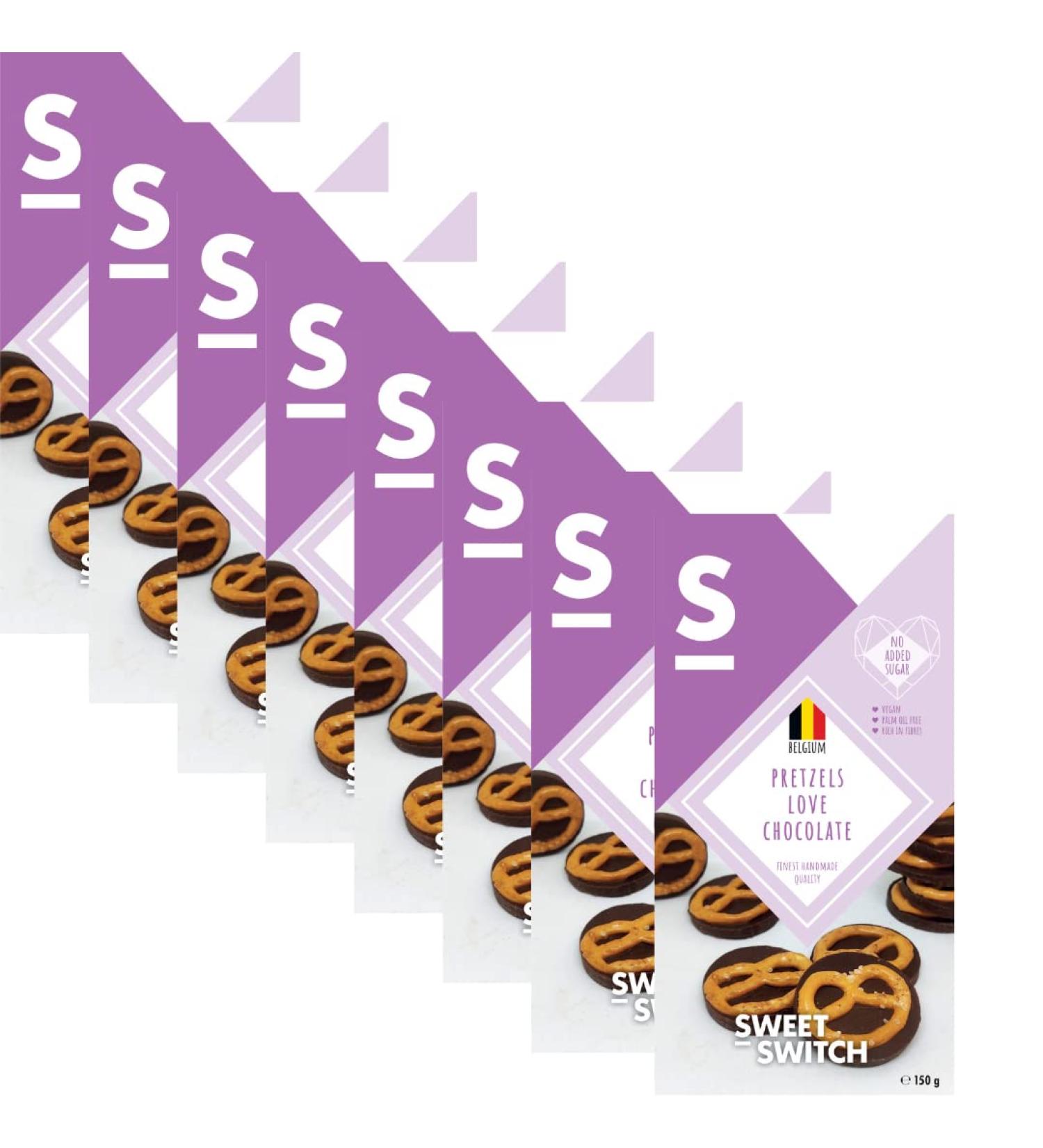 SWEET-SWITCH Love Chocolate Pretzels 8 x 150g - Vegan - Rich in Fiber - Palm Oil Free - Buy Online on GoSupps.com