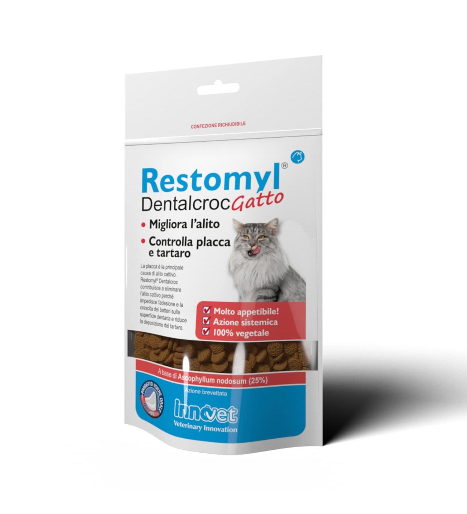 Innovet Restomyl Dentalcroc Improves Breath Controls Plaque and Tartar of Cats - Pack of 60 g - Buy Online on GoSupps.com