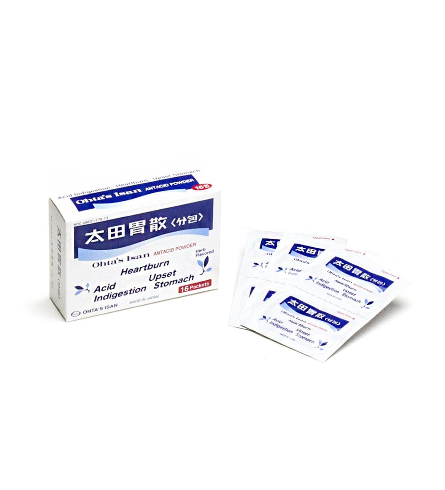 OHTA'S ISAN Antacid Herbal Powder Single USE16 Packets for USA -Made in Japan