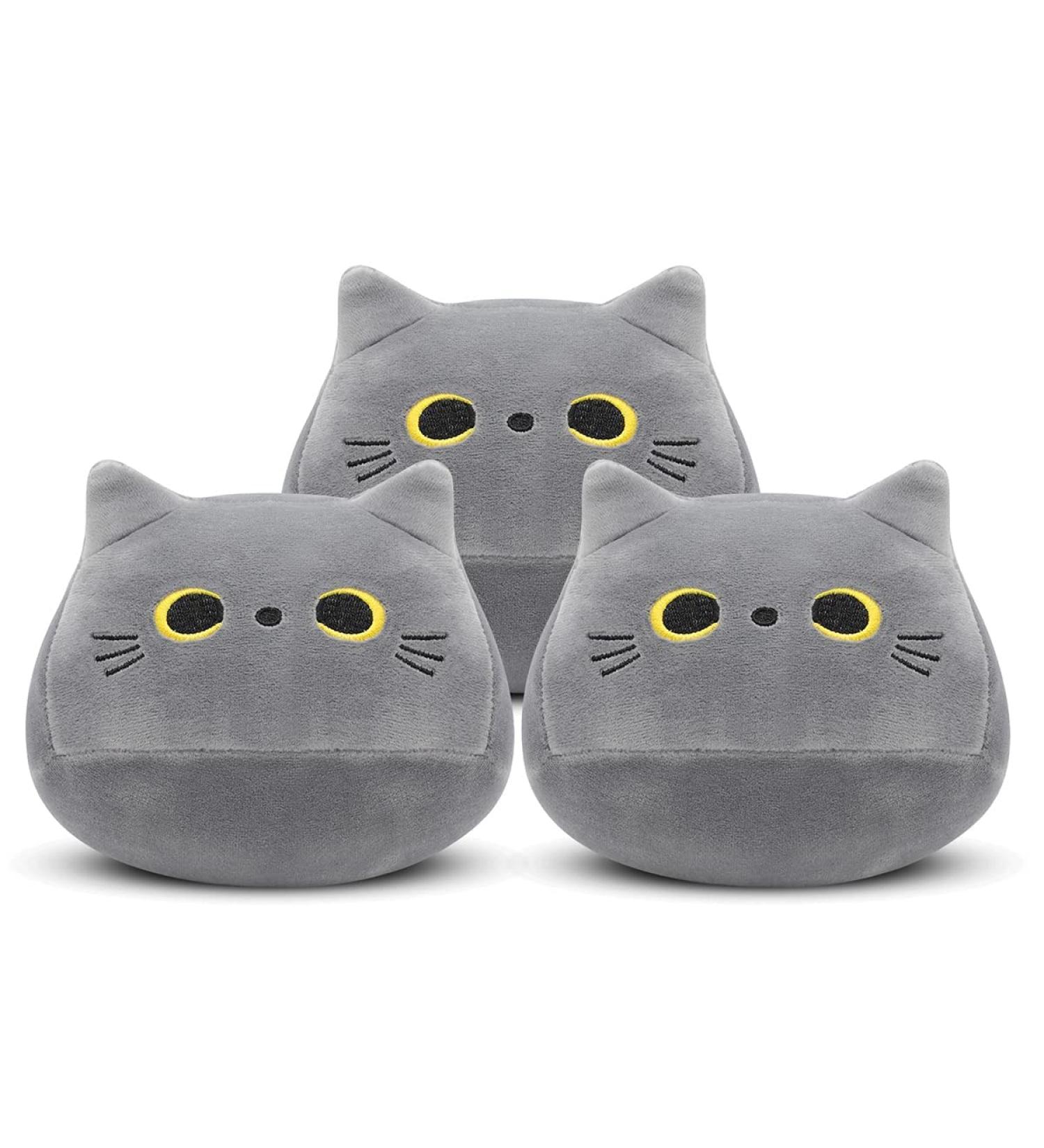 DNFASCHI Gray Cat Plush Toy Cute Cat Stuffed Animals Plush Toy 3Pcs Gray Cat Plushie Soft Mini Cat Plush Toys for Girls Boys Cute Stuffed Cat Doll for Birthday - Buy Online on GoSupps.com