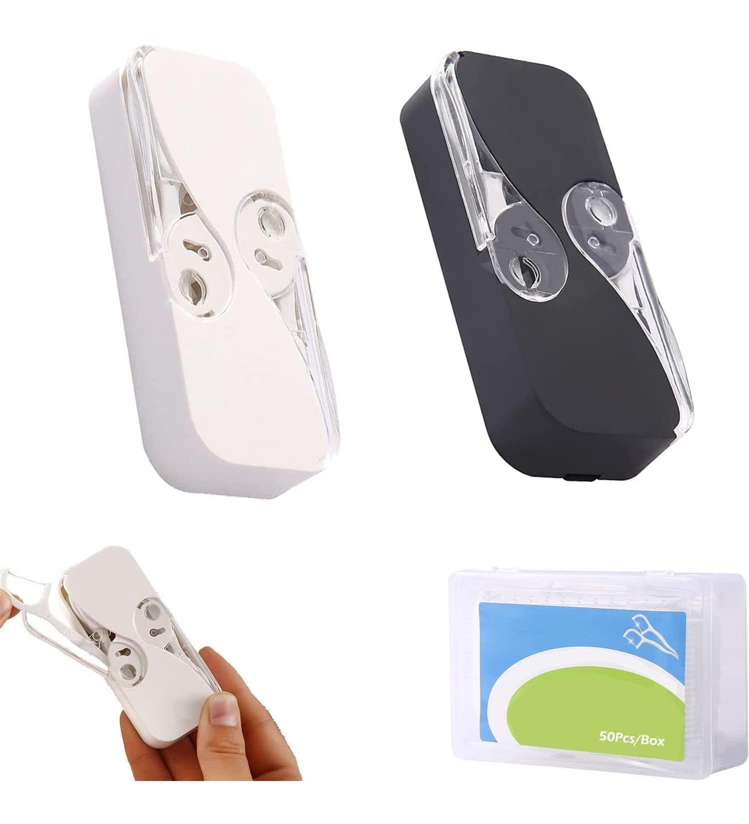 Portable Dental Floss Dispenser | Automatic Travel Tooth Silk Organizer for Family & Hotel Use (White + Black) - Buy Online on GoSupps.com