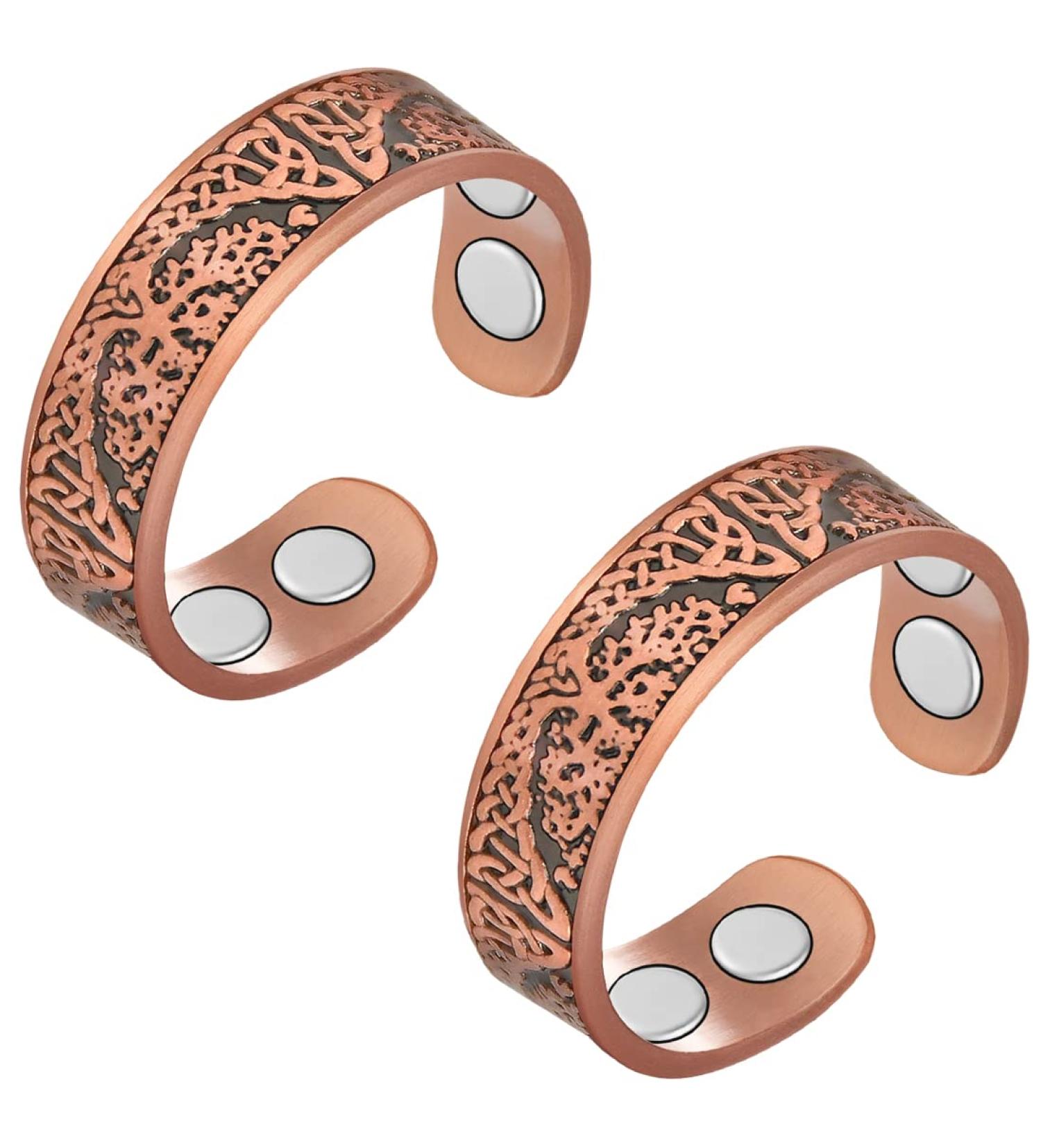 Vicmag Magnetic Copper Rings for Women - 4X Strength, 3500 Gauss Magnets, Adjustable, 100% Solid Pure Copper - 2PCS Set in Jewelry Gift Box (Copper Life Tree) - Buy Online on GoSupps.com