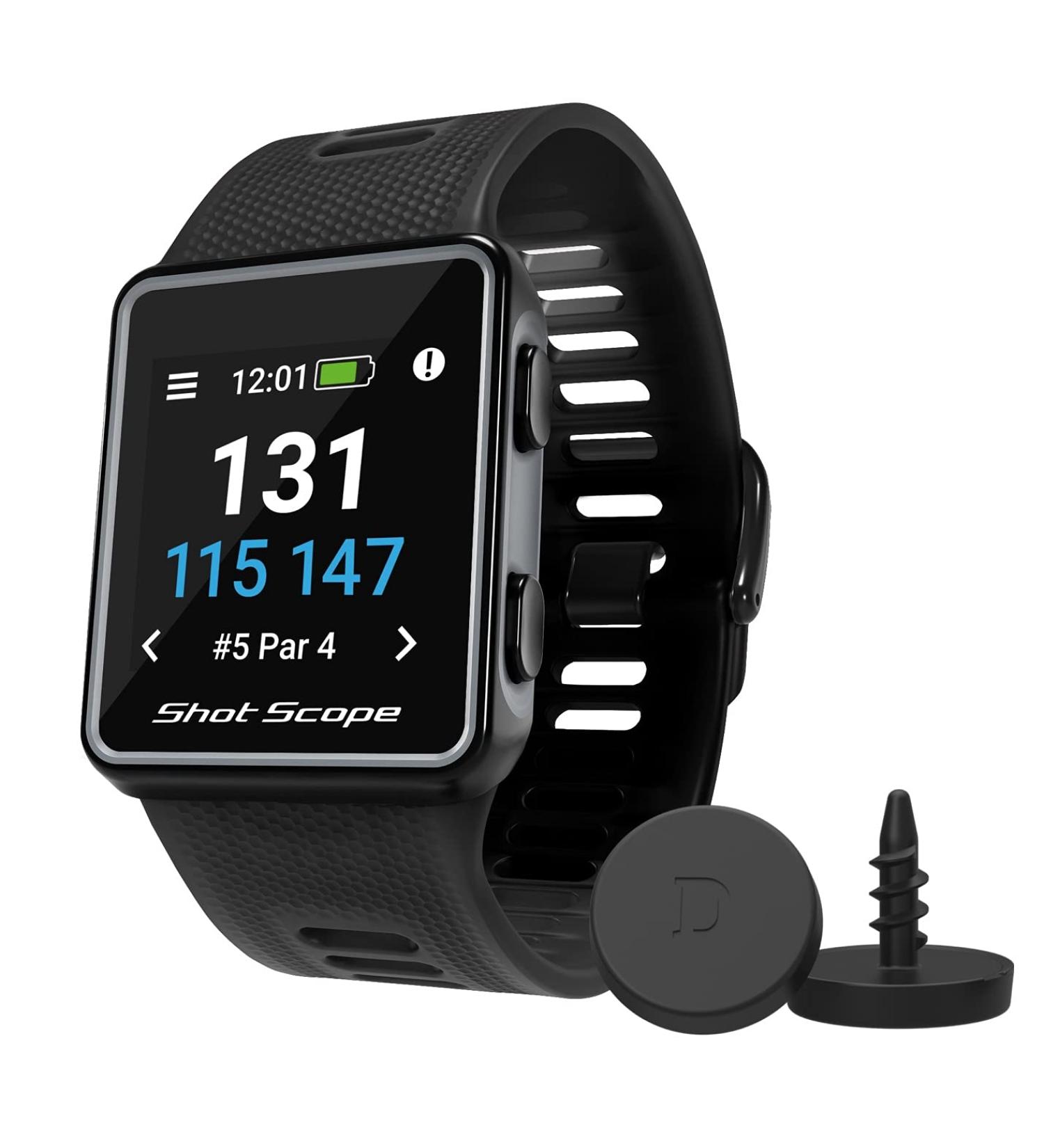 Shot Scope V3 GPS Golf Watch - Automatic Shot Tracking, Hazard Distances, Strokes Gained - iOS & Android Apps - 100+ Stats - 36,000+ Pre-Loaded Courses - No Subscriptions | Black - Buy Online on GoSupps.com