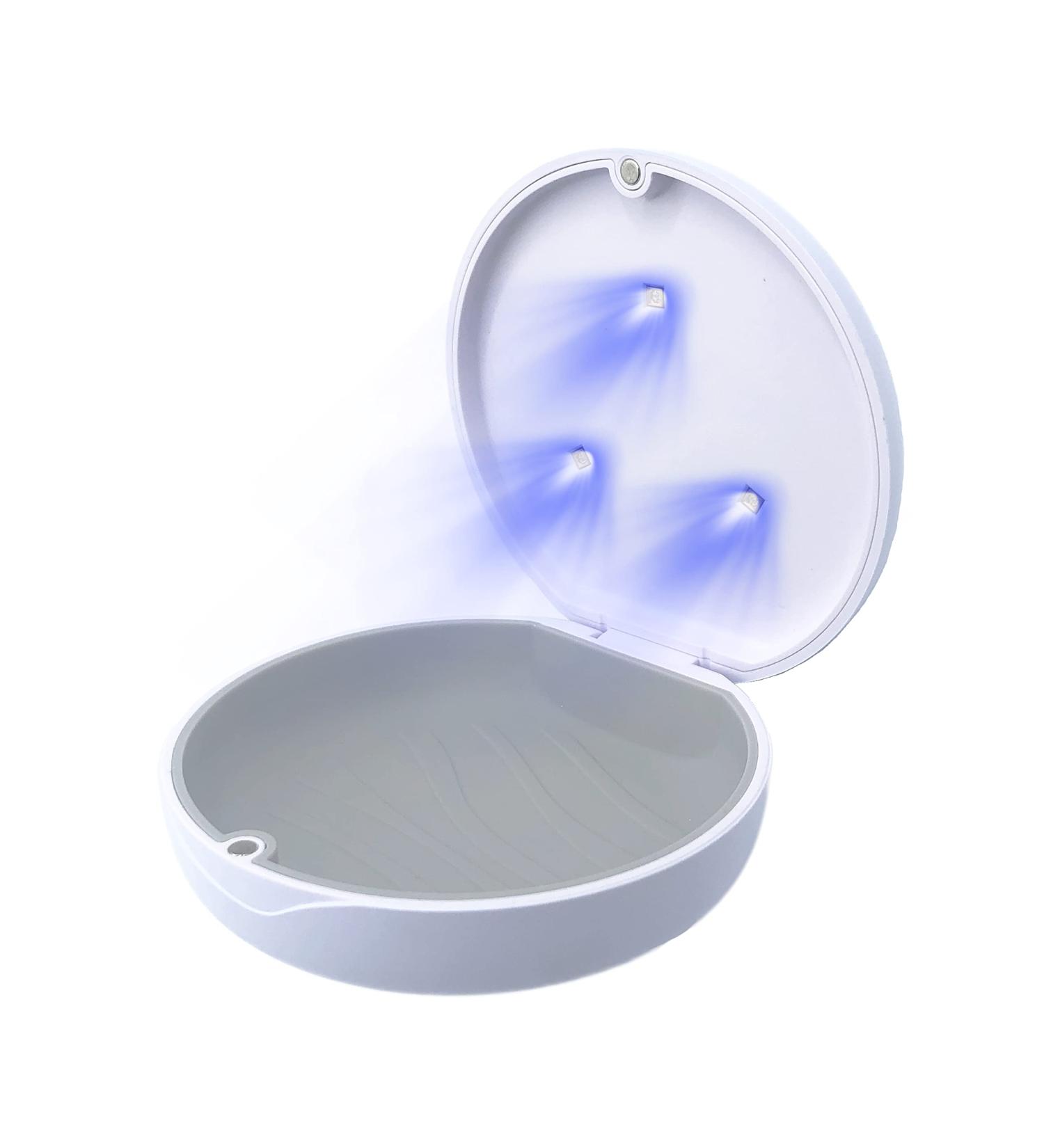 Portable Bright Retainer Case | Dental Braces & Aligner UV Protector | Night Guard Mouth Guard Case | White & Gray - Buy Online on GoSupps.com