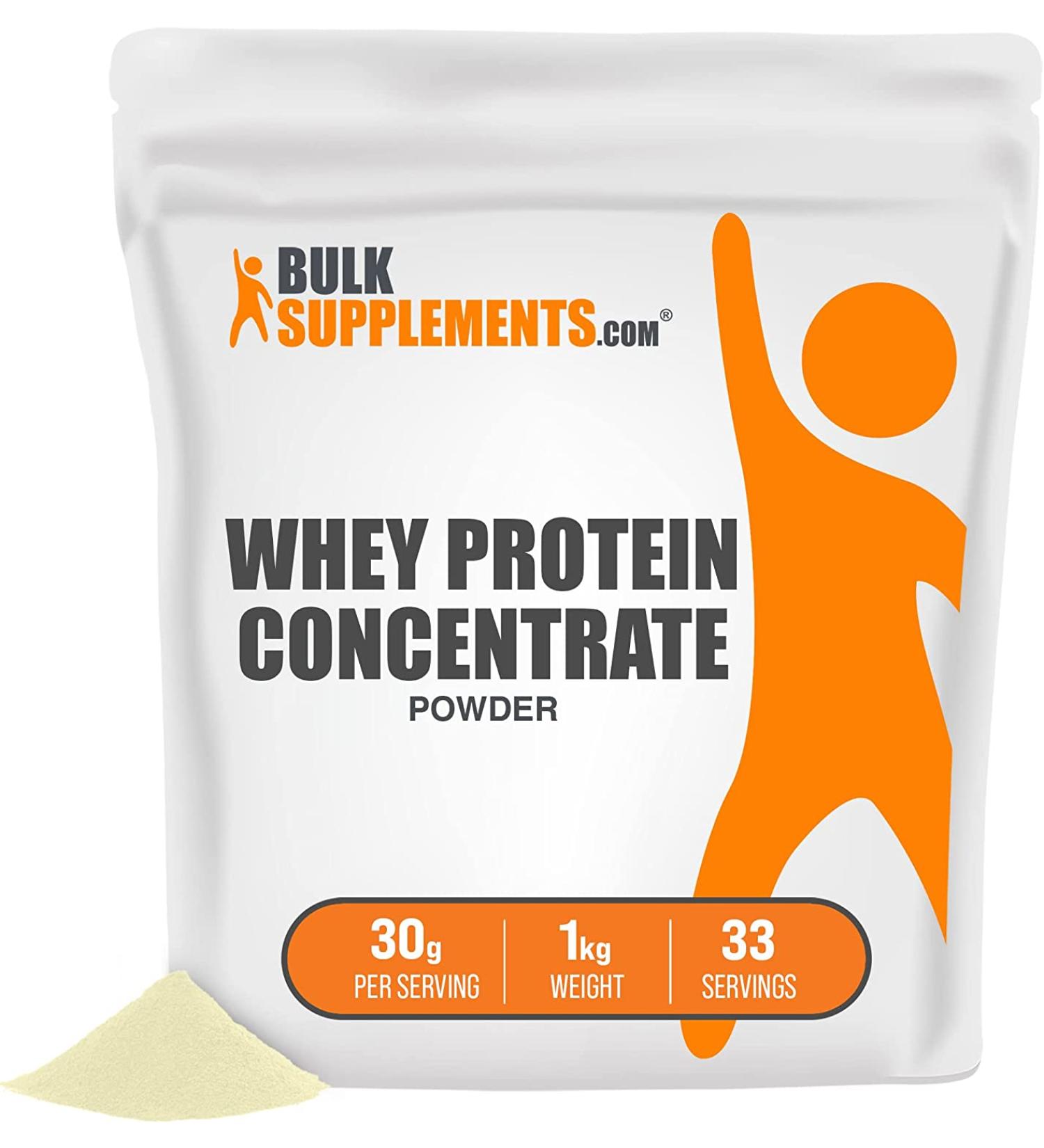 Whey Protein Concentrate Powder - Unflavored Low Calorie Protein for Muscle Gain - 2.2 lbs - BulkSupplements.com - Buy Online on GoSupps.com