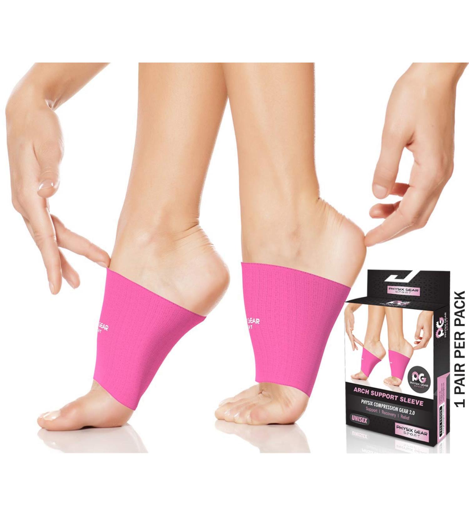 Physix Gear Foot Bandage for Flat Feet & Plantar Fasciitis | Immediate Pain Relief | Arch Support | Size 5-8 | Pink (1 Pair) - Buy Online on GoSupps.com