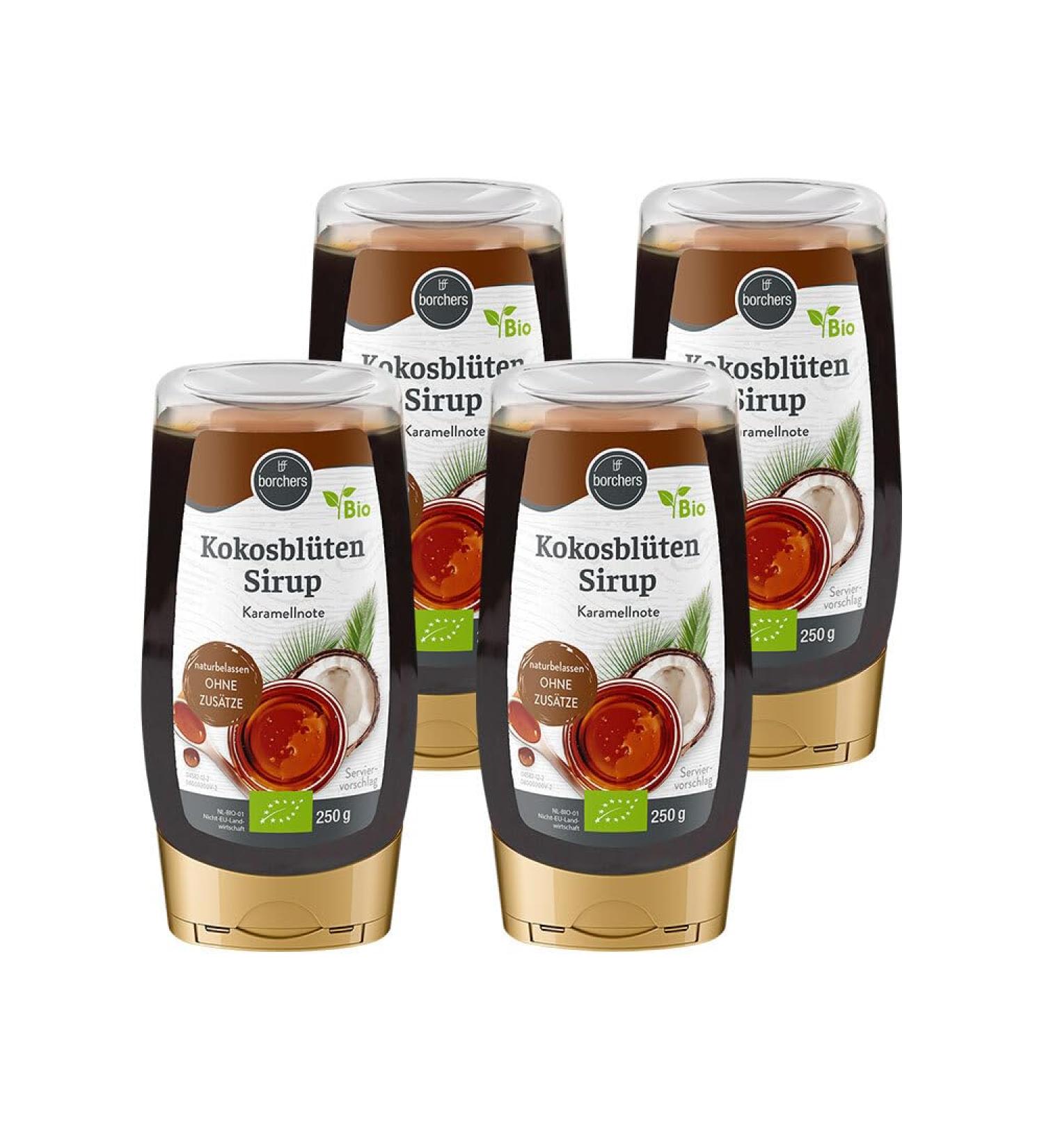 Borchers Organic Coconut Blossom Syrup 4x250g | Natural & Organic Sweetener | Premium Quality for Refining & Cooking - Buy Online on GoSupps.com