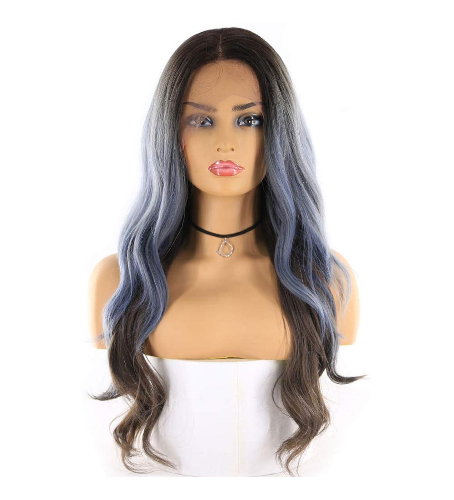 SHIYID Lace Front Synthetic Hair Wigs for Black Women | Heat Resistant Long Wavy Gray Lace Wig - Buy Online on GoSupps.com