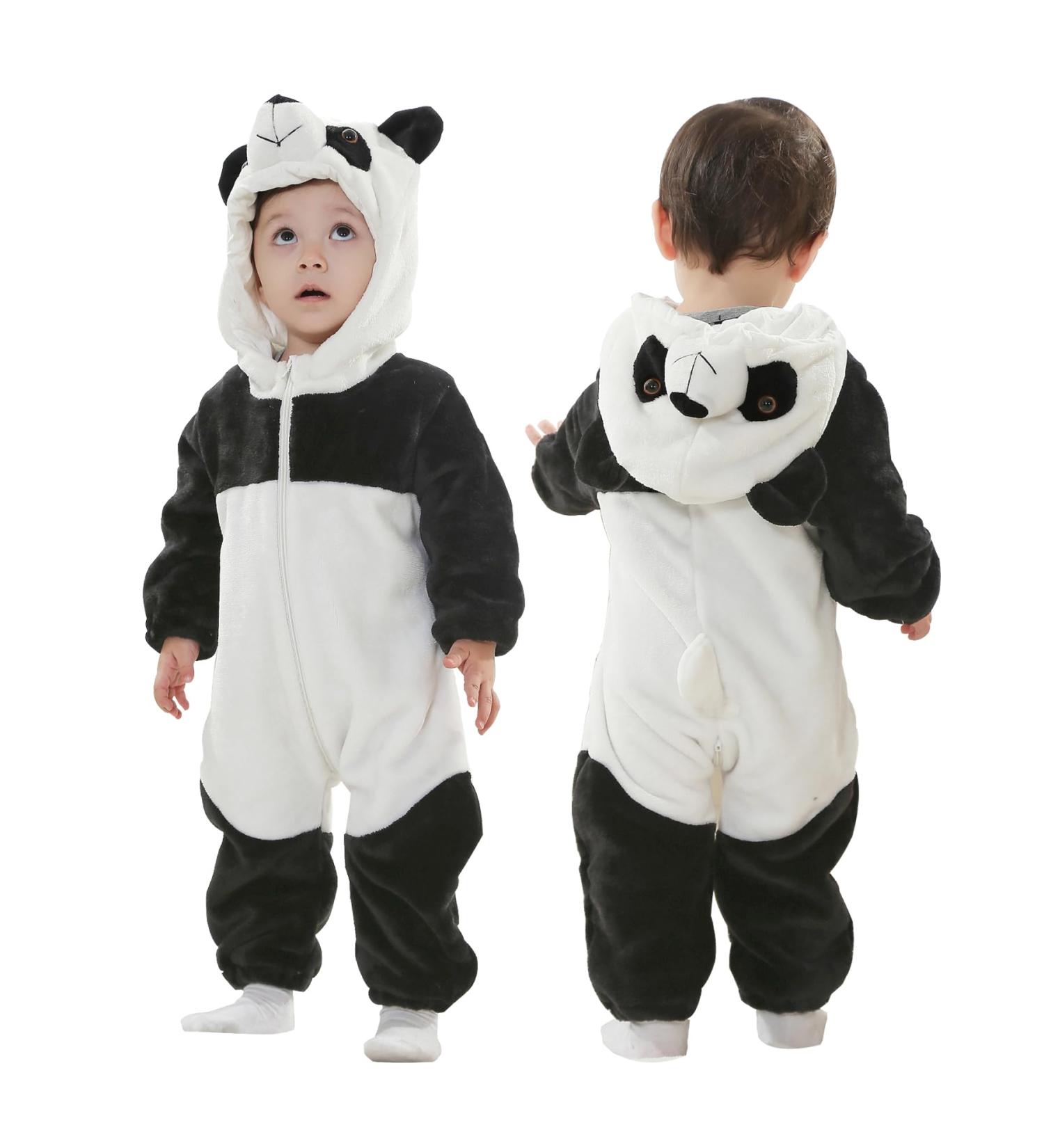 Doladola Baby Panda Hooded Onesie | Unisex Romper for 3-6 Months | Toddler Jumpsuit for Autumn Winter Outfits - Buy Online on GoSupps.com