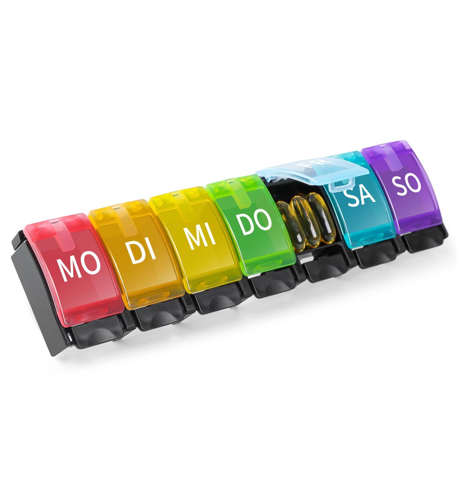 Buy Opret 7-Day Pill Organizer - German Medication Box Rainbow Colors Compact Design - Ideal for Travel & Daily Use - Buy Online on GoSupps.com