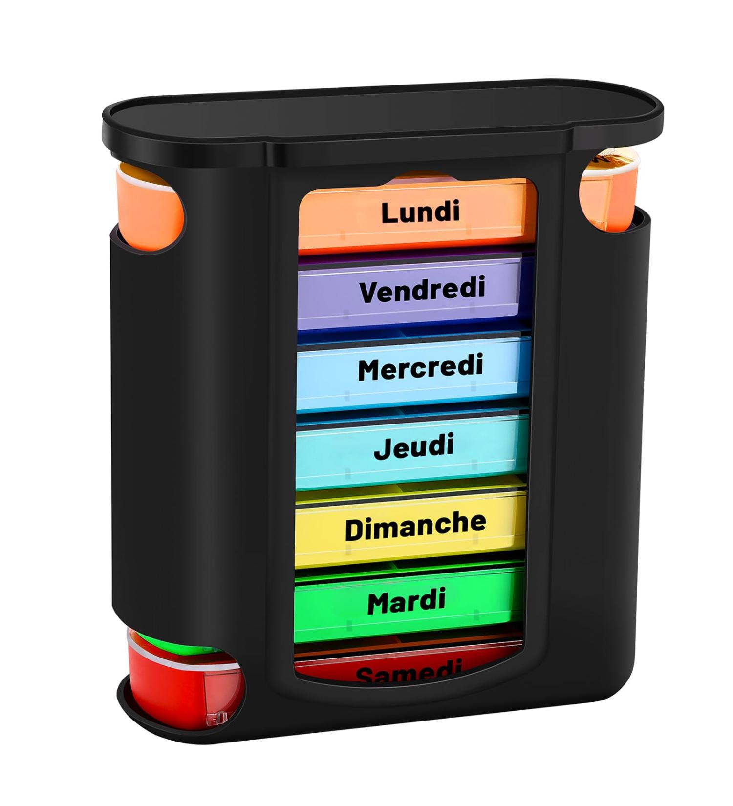 Collazoey 7-Day Pill Box Organizer | Travel Tablet Case for Medications & Vitamins | Colorful French Design - Buy Online on GoSupps.com