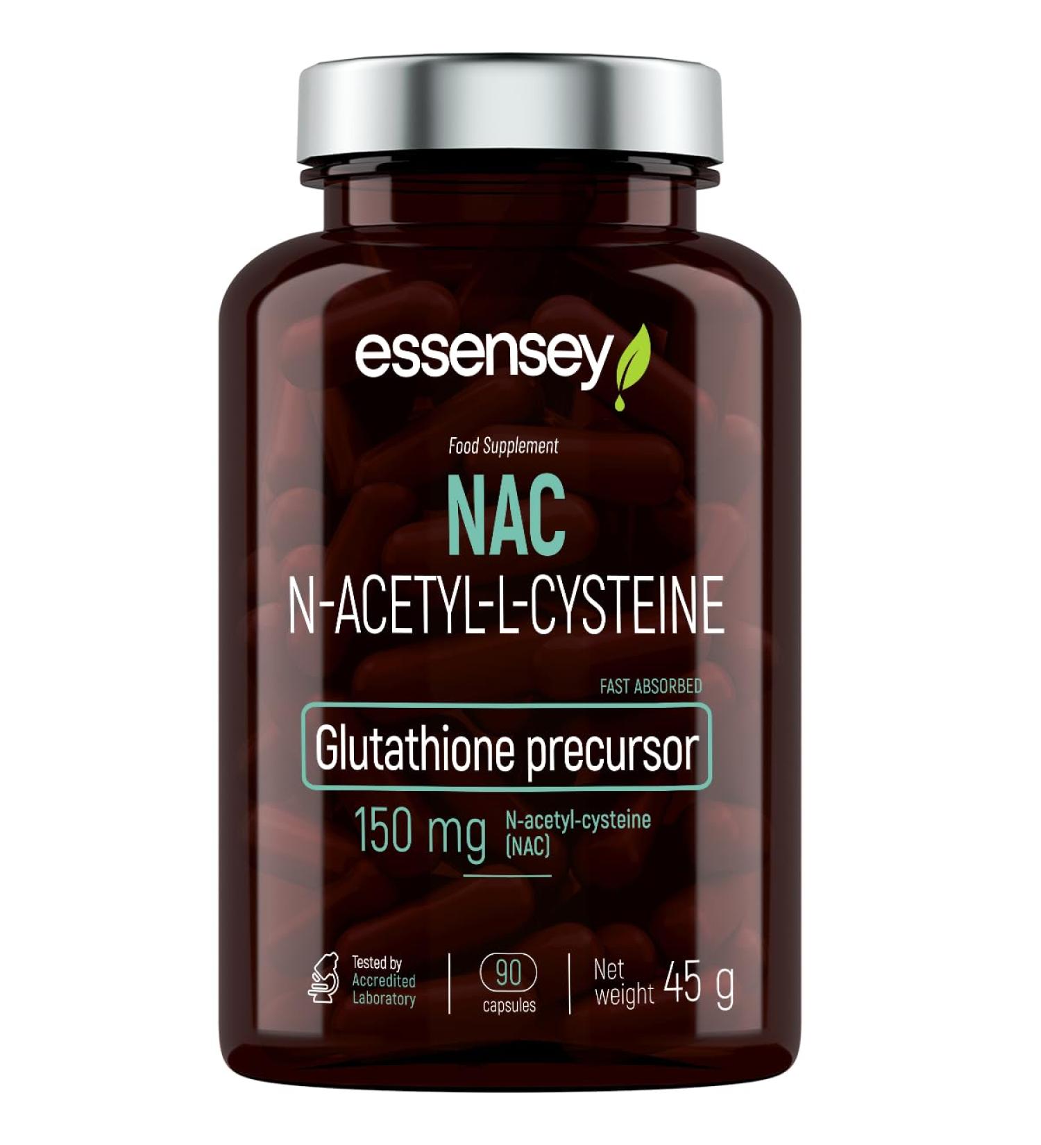 Essensey N-Acetyl L-Cysteine 150mg | 90 Vegetarian Capsules | High Bioavailability | Easy to Swallow | Pure & Additive-Free | International Shipping - Buy Online on GoSupps.com