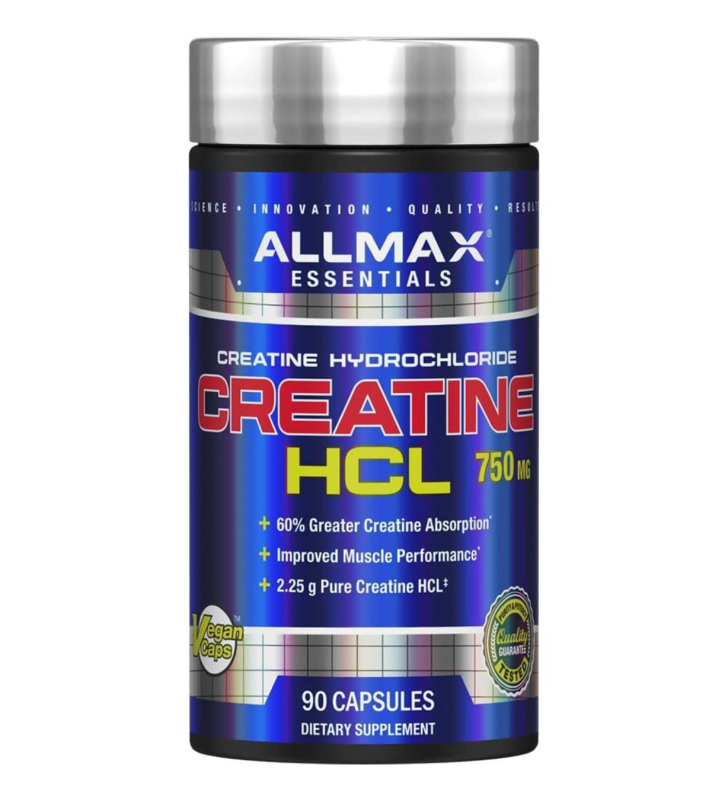 ALLMAX Essentials Creatine HCL 750mg Capsules - 90 Count | Premium Performance Supplement for Muscle Growth & Recovery - Ships Internationally - Buy Online on GoSupps.com