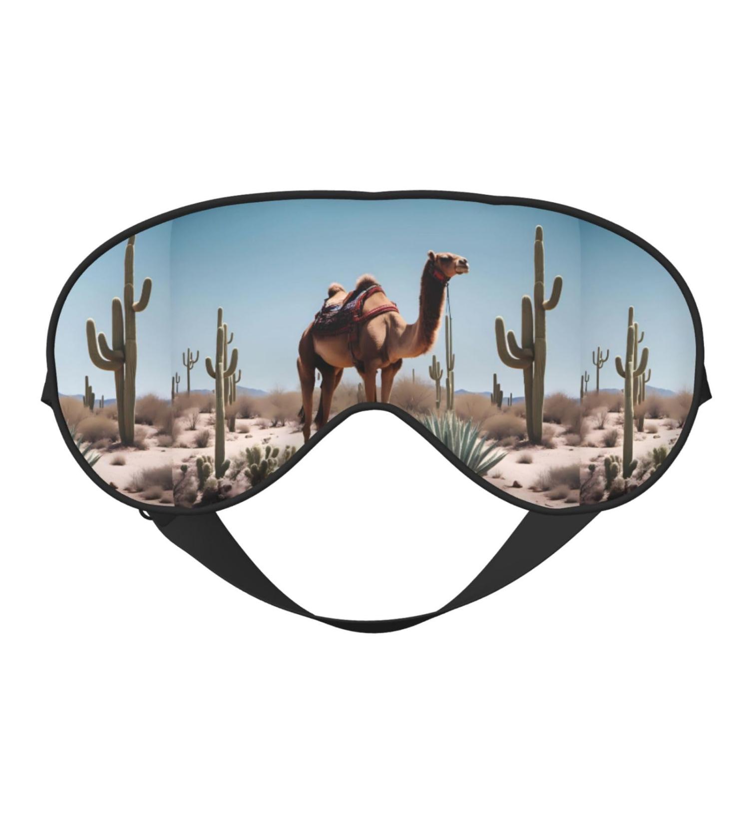Desert Cute Camel Eye Mask - Unisex Adjustable Buckle Blackout Sleep Mask for Travel Yoga & Naps - Buy Online on GoSupps.com