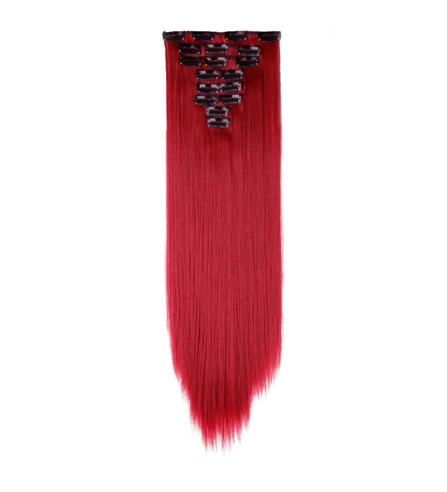 Dark Red 26 Full Head Hair Extensions - 8pcs Clip-in Hairpiece for Women - Buy Online on GoSupps.com