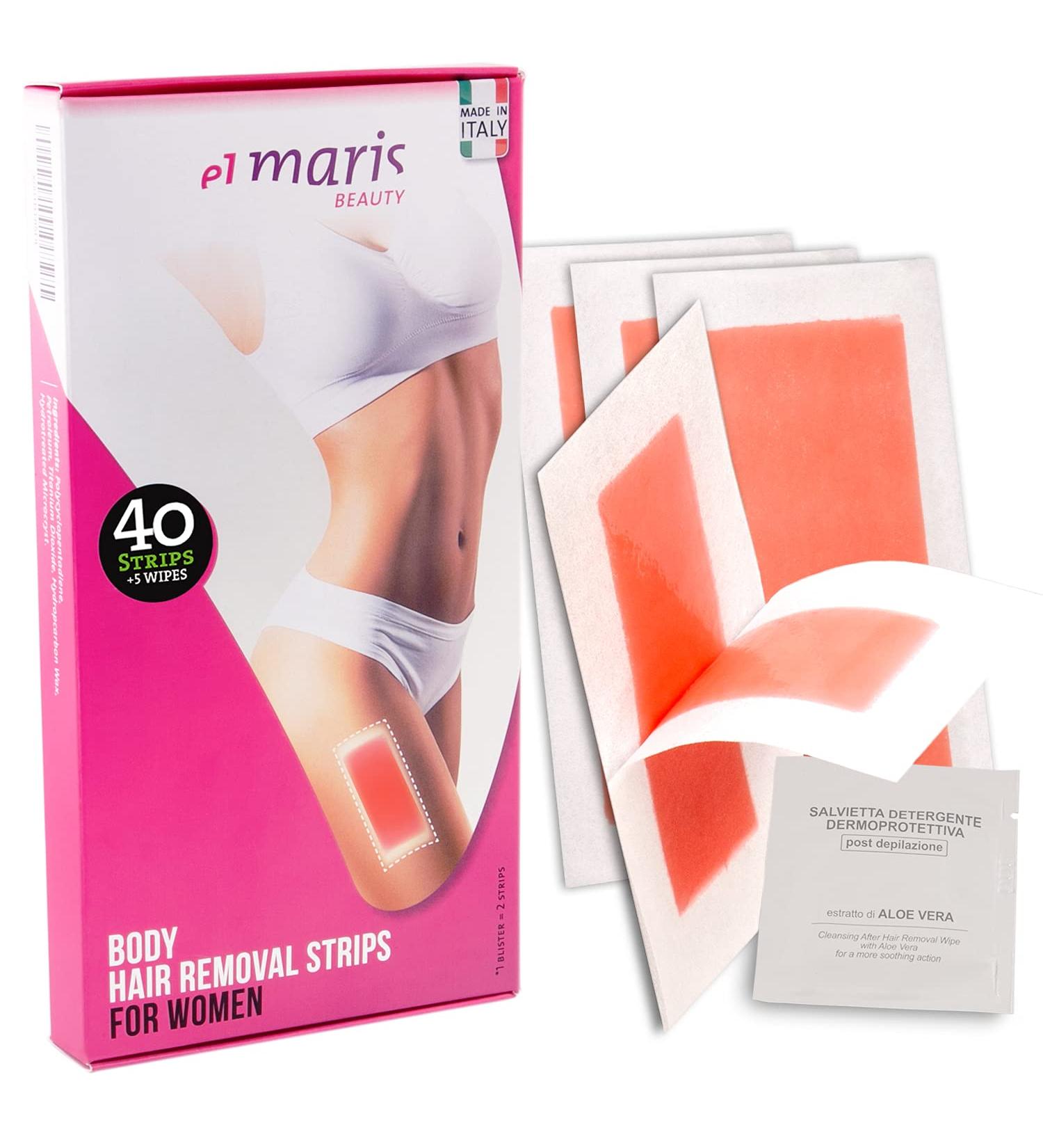 Elmaris - 40 Cold Wax Hair Removal Strips for Body | Gentle Sensitive Skin Friendly All Skin Types - Buy Online on GoSupps.com