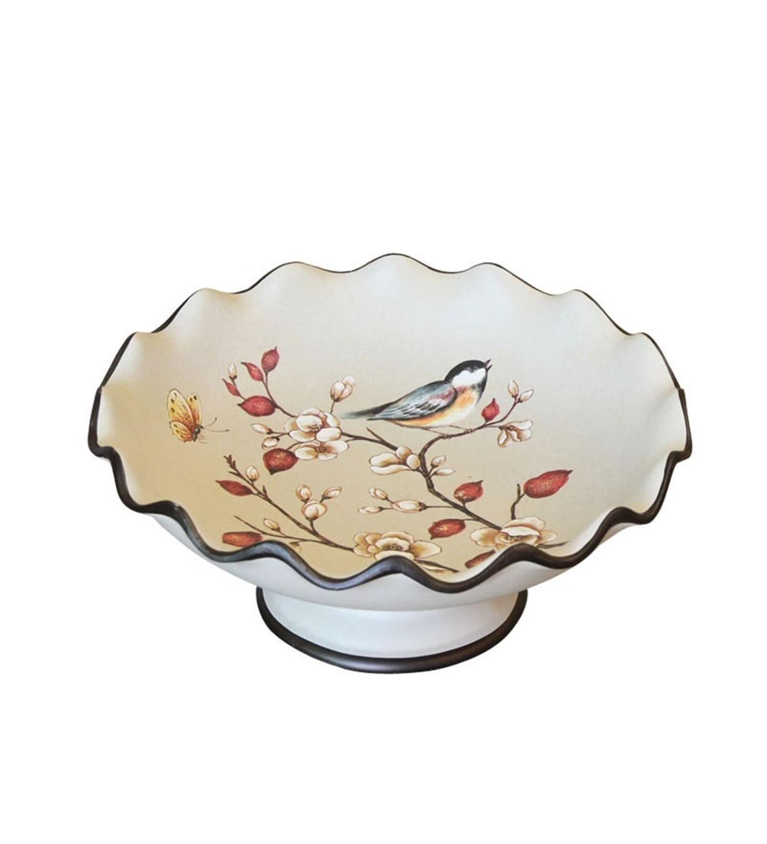 Fruit Bowl Fruit Dish New Chinese Retro Handmade Round Wave Pattern Ceramic Fruit Bowl Living Room Kitchen Decor Fruit Plate Candy Bowl Fruit Plate - Buy Online on GoSupps.com