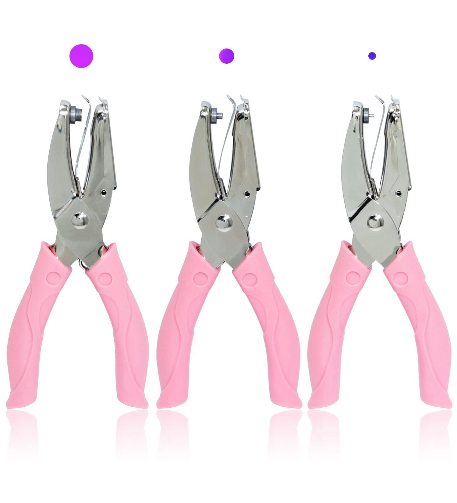 CheeMuii 3 Pieces Metal Handheld Paper Punch Single-Hole Tag Punch Set with Plastic Handle for Circle Holes for DIY Craft Tag Silver - Buy Online on GoSupps.com