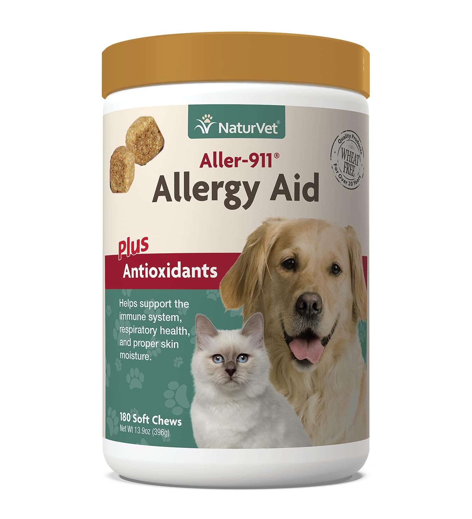 NaturVet Aller-911 Allergy Aid Plus Antioxidants - 180 Soft Chews for Dogs (13.9 oz) - Buy Online on GoSupps.com