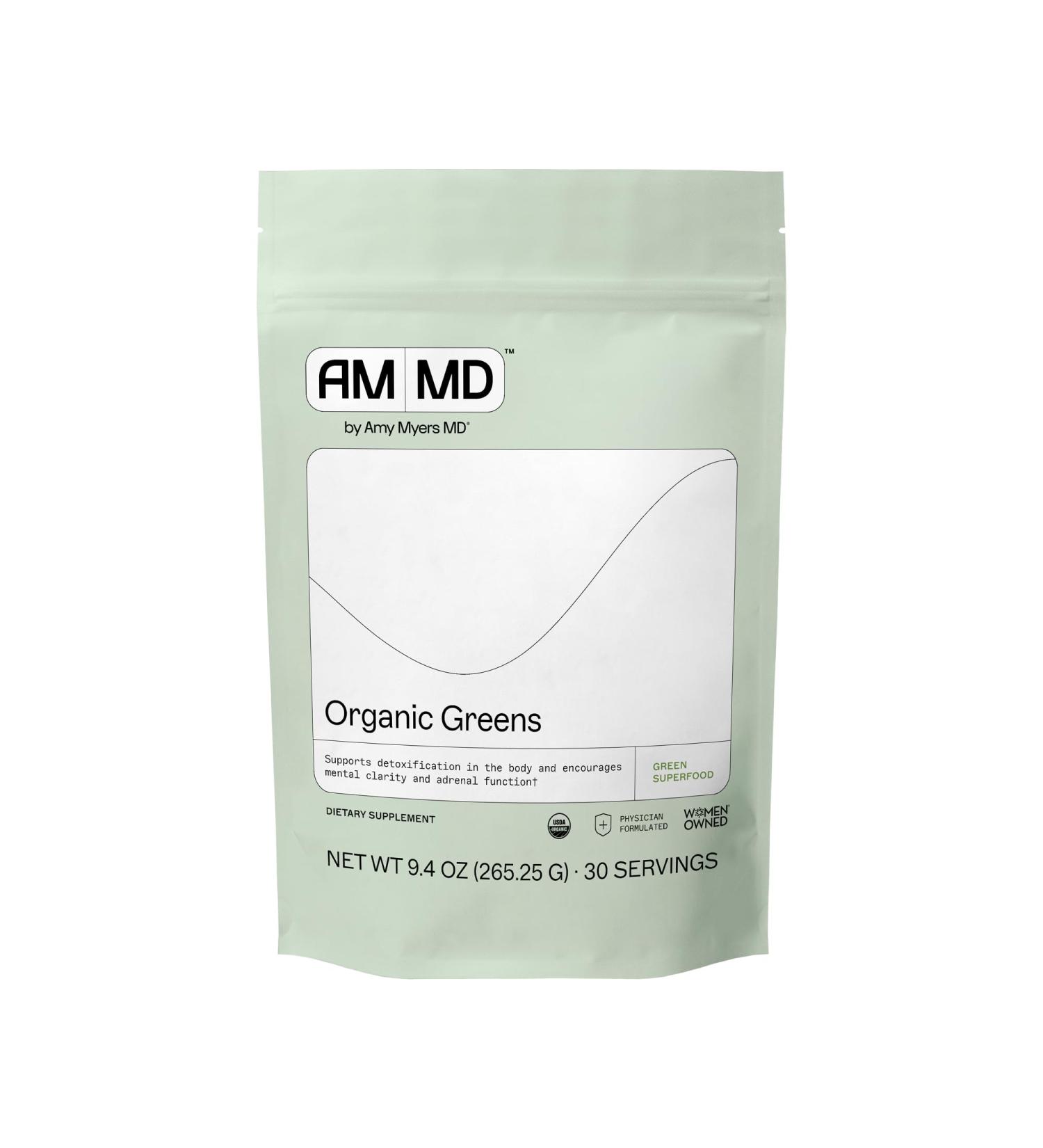 Amy Myers MD Organic Greens Powder - Supports Energy & Gut Health - USDA Organic Superfood Blend with Spirulina, Chlorella, Barley Grass - 270g (30 Servings) - Buy Online on GoSupps.com