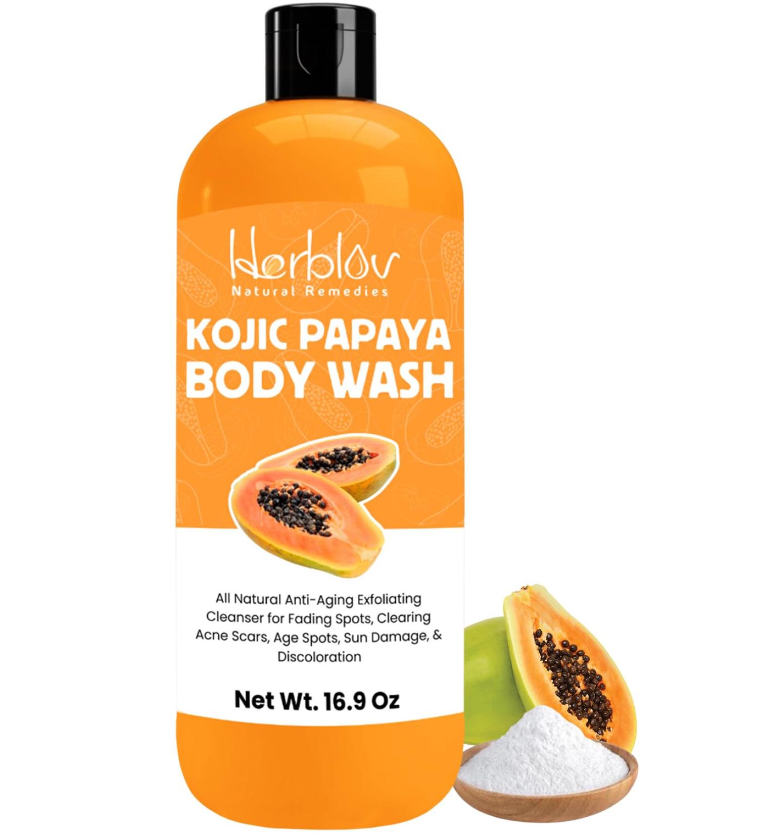 Herblov Kojic Acid Soap for Hyperpigmentation Skin Brightening Kojic Papaya Body Wash Dark Spot Soap Reduces Acne Scars and Evens Skin Tone Turmeric Body Wash for Brighter Glowing Face - Buy Online on GoSupps.com