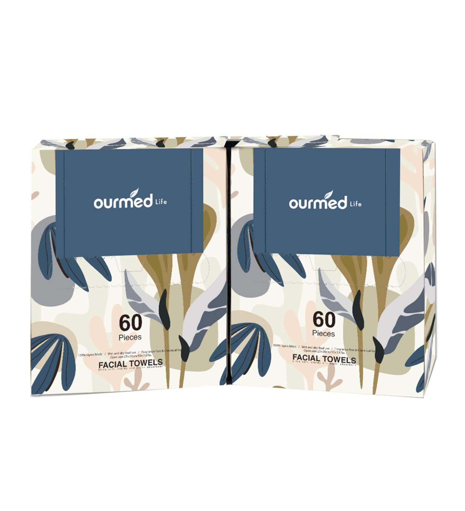 Buy Ourned Life Biodegradable Disposable Towels - Soft Lint-Free Face Towels for Sensitive Skin | 120 Pieces (2 Packs) - Perfect Dry Make-Up Remover Cloths - Buy Online on GoSupps.com
