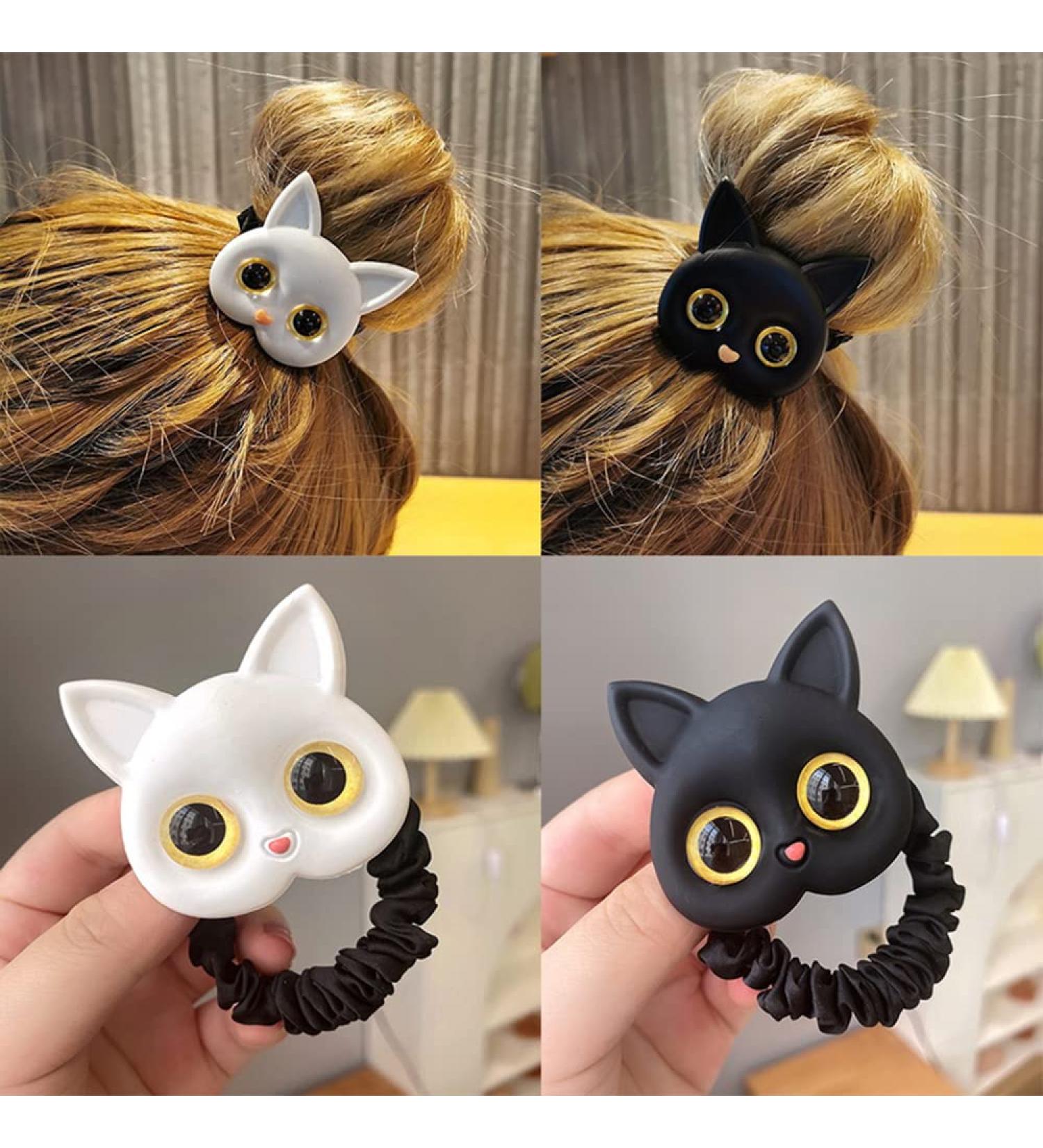 Cute Cat Rubber Bands - 2 Pack Resin Cartoon Hair Accessories for Girls and Women - Buy Online on GoSupps.com