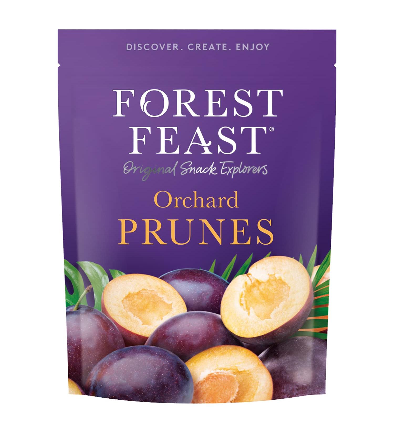 FOREST FEAST Dried Orchard Prunes 6 x 200g | Naturally Dried Whole Prunes Fruit Snack with No Added Sugar High in Fibre & Low Fat | Snacking Baking or Cooking - Buy Online on GoSupps.com