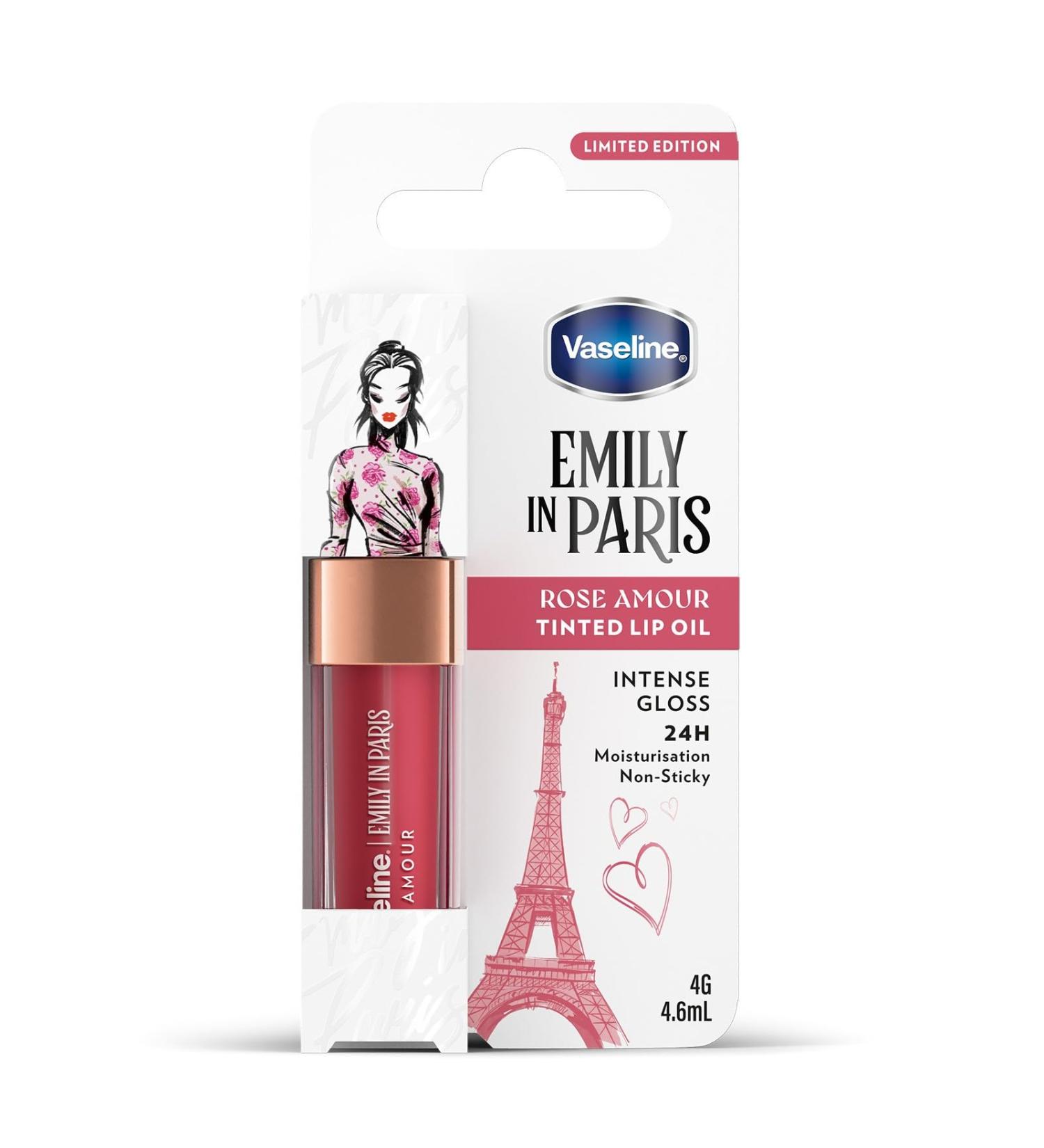  Vaseline Vaseline x Emily in Paris Lip Oil Rose Amour tinted lip gloss for fuller lips (Rose Amour - 1 x 4g) - Buy Online on GoSupps.com