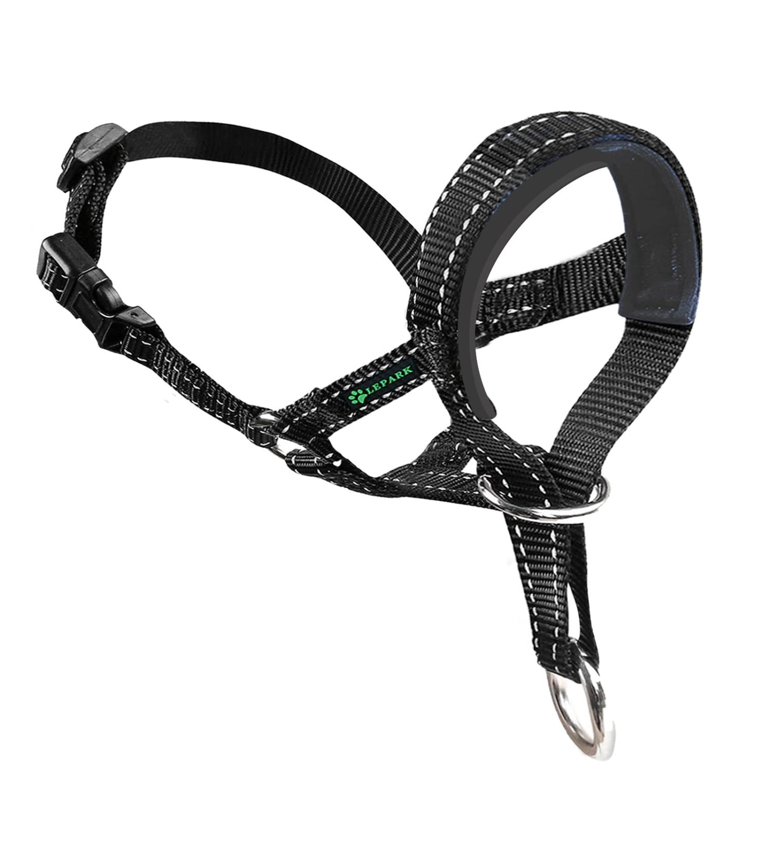 Lepark Reflective Dog Halter with Seat Belt - Prevent Pulling for Small Medium & Large Dogs (L Black) - Buy Online on GoSupps.com